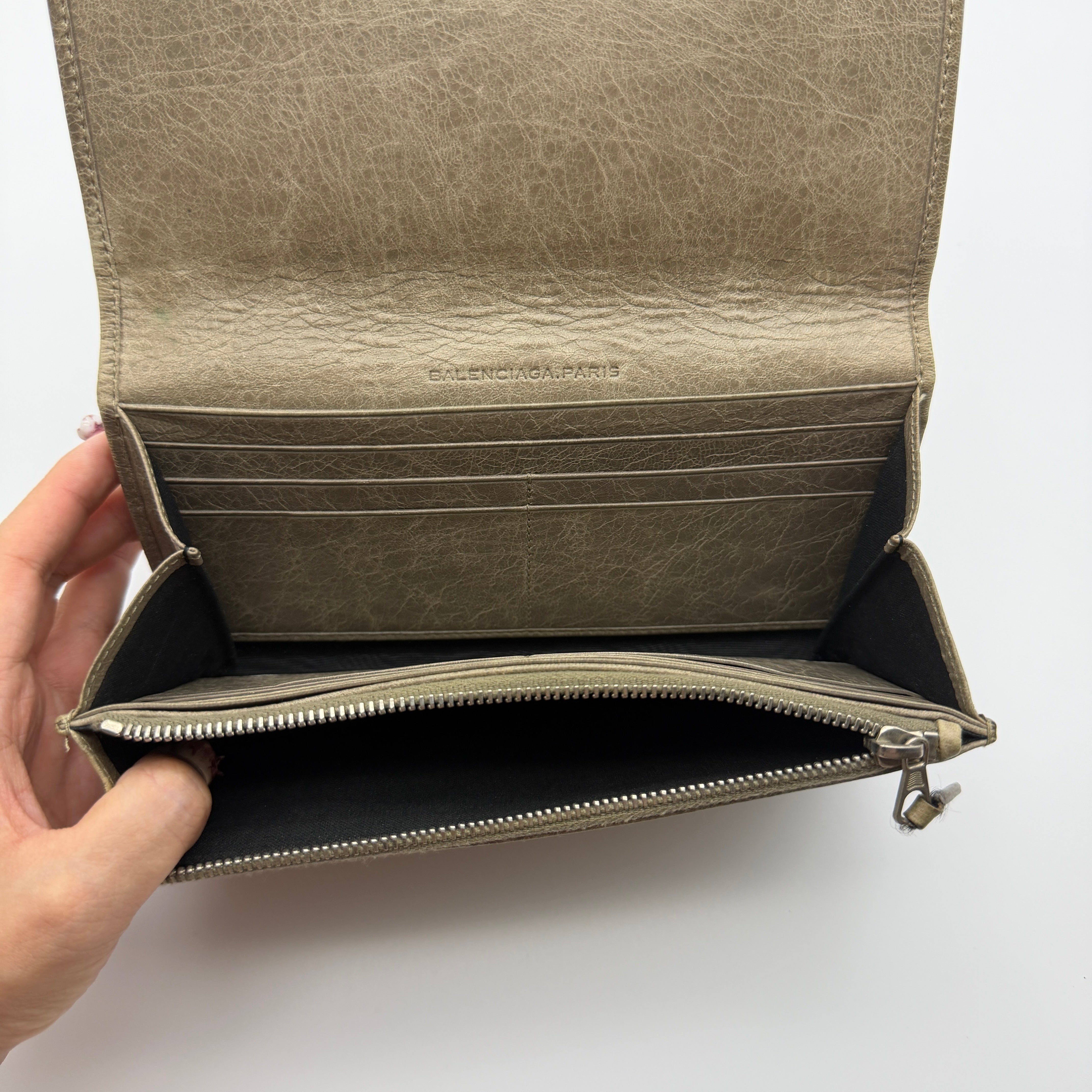 Balenciaga Agneau City Long Wallet Grey