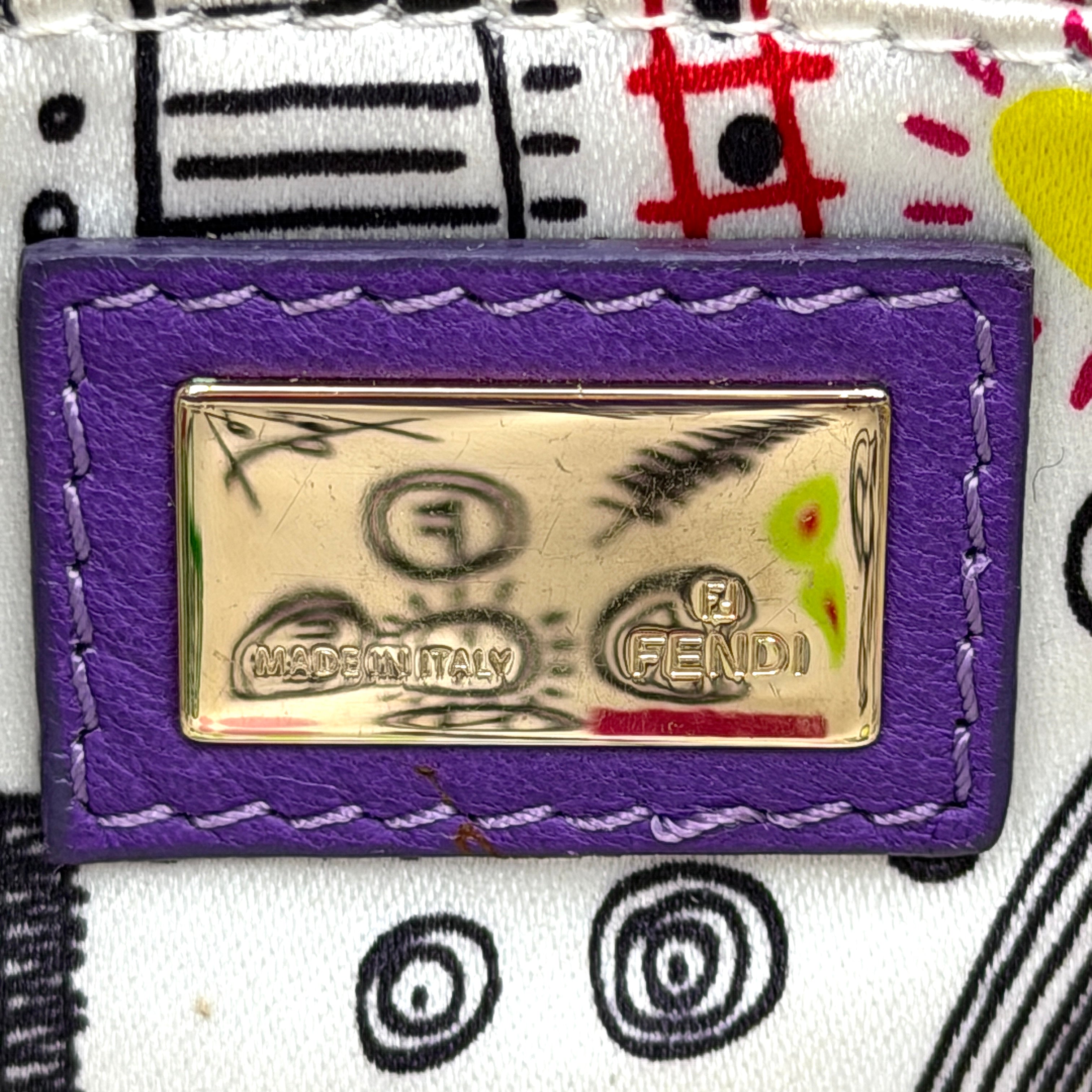 Fendi Baguette Embossed Leather Purple Shoulder Bag