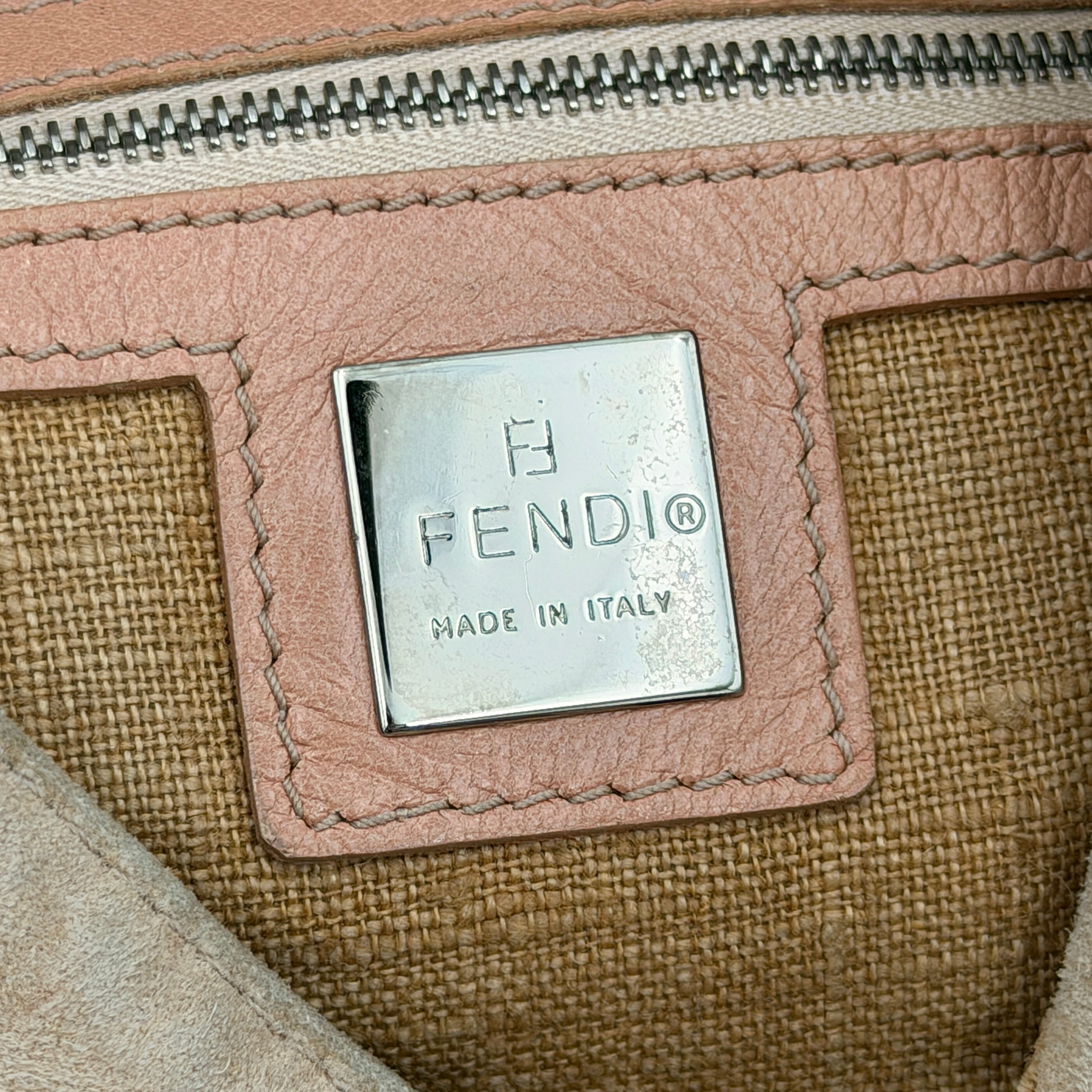 Fendi Mamma Baguette Suede Nude