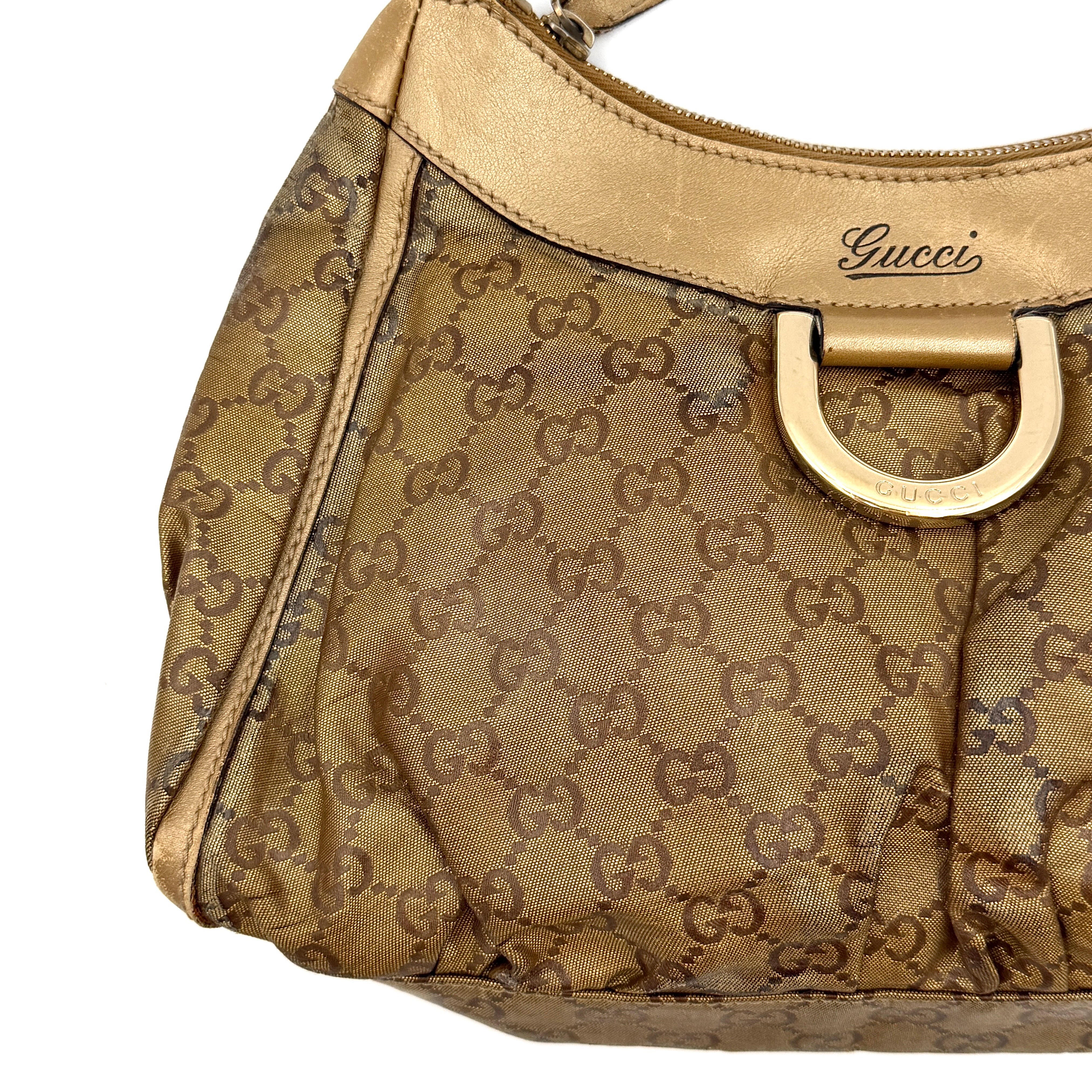 Gucci GG Monogram D-Ring Shoulder Bag Gold