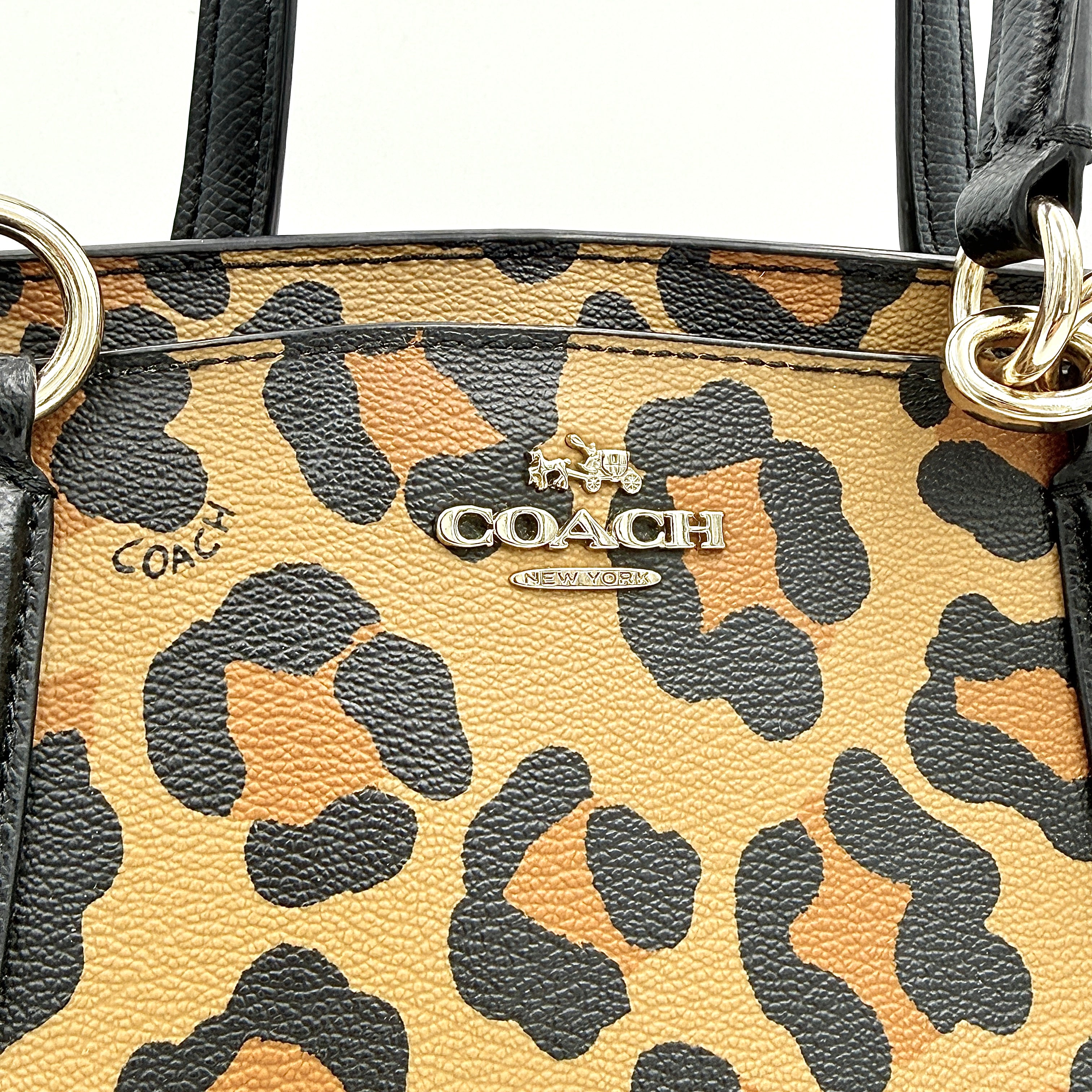 Coach 2Way Signature Leopard Christie Carryall Shoulder Bag Brown/Black