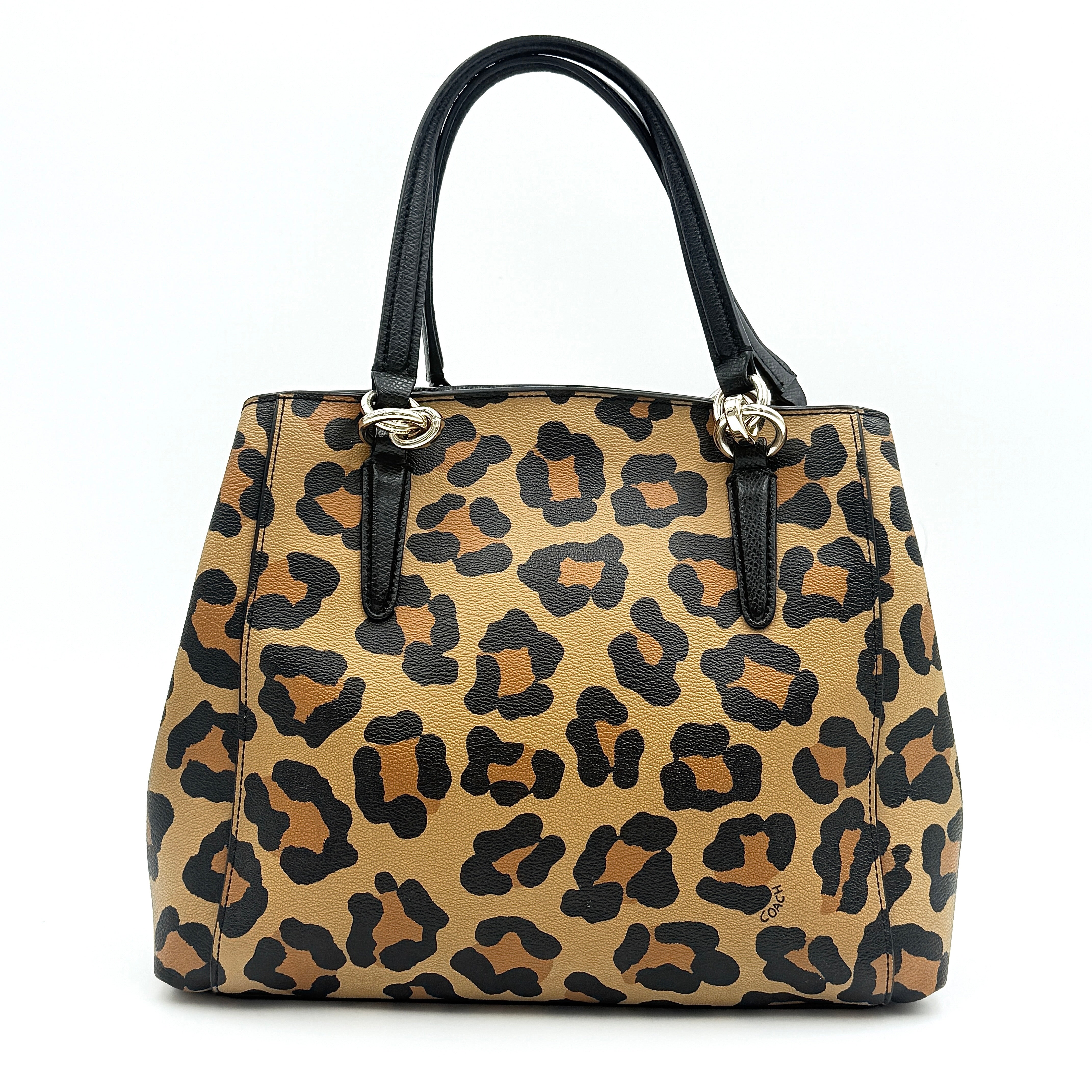 Coach 2Way Signature Leopard Christie Carryall Shoulder Bag Brown/Black