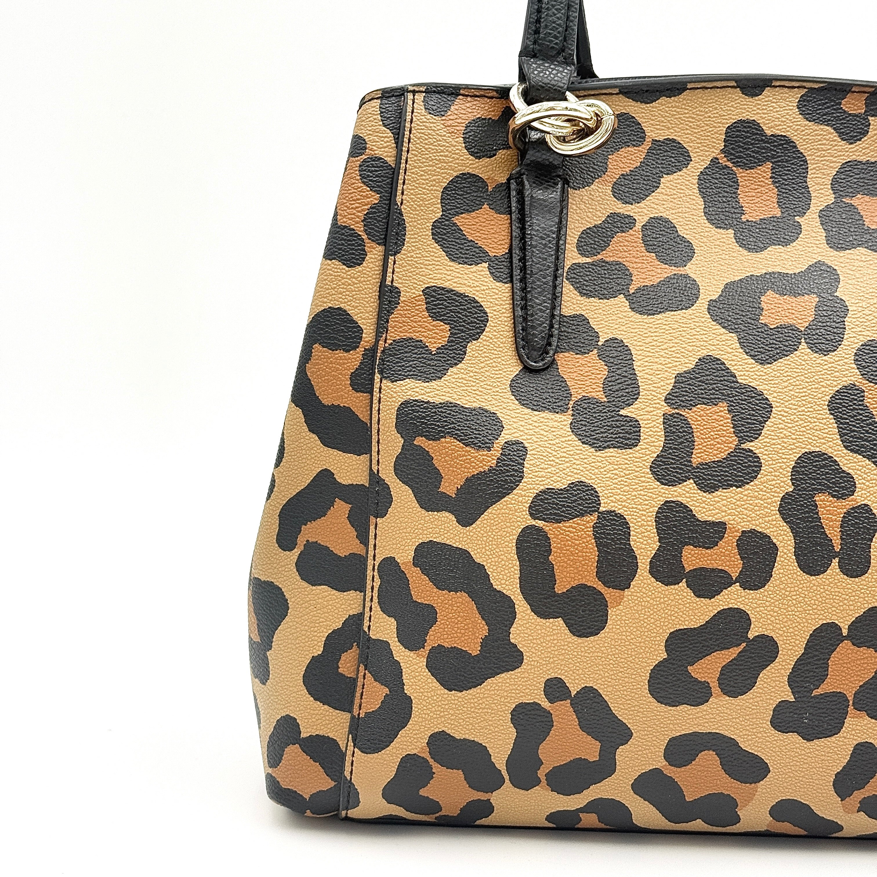 Coach 2Way Signature Leopard Christie Carryall Shoulder Bag Brown/Black