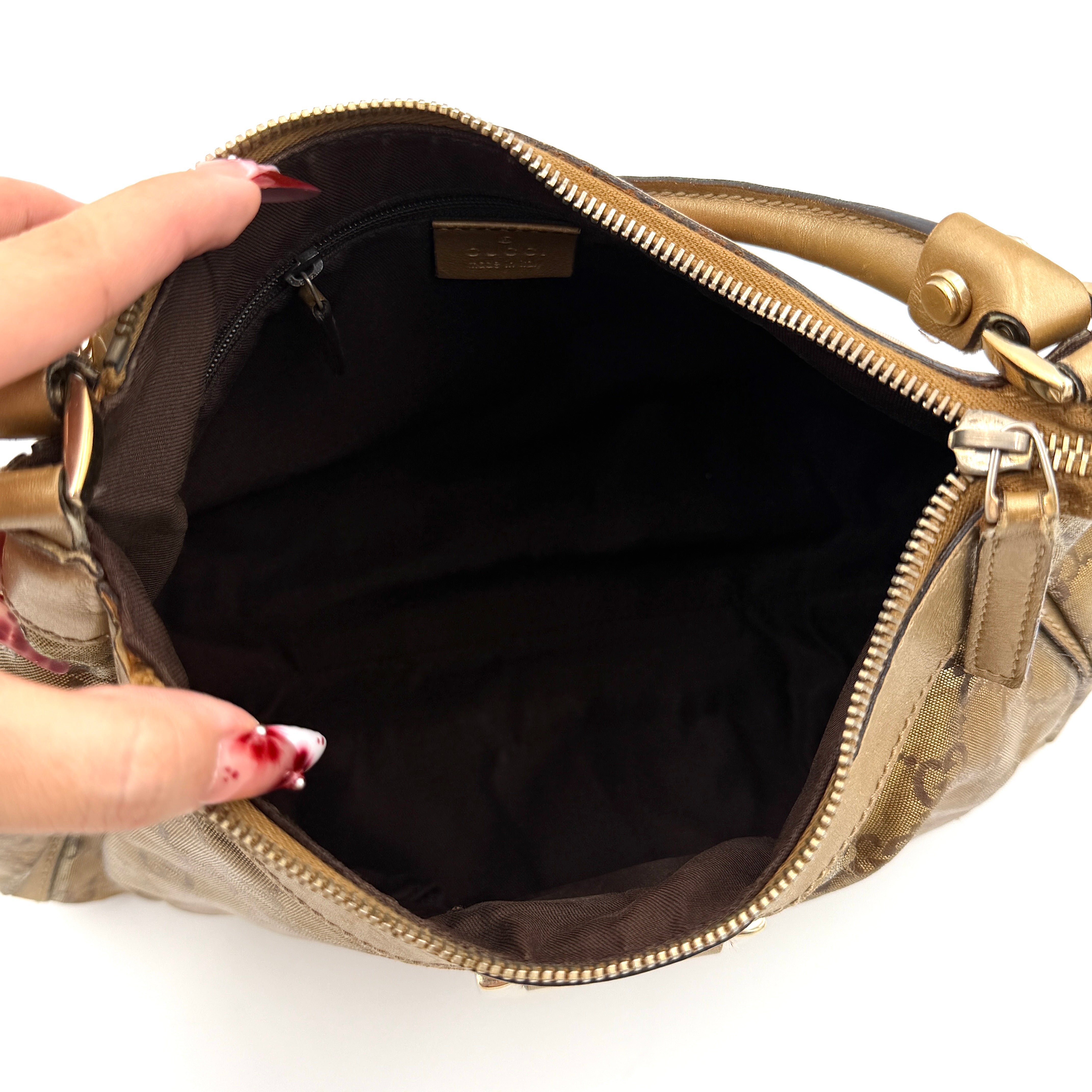 Gucci GG Monogram D-Ring Shoulder Bag Gold
