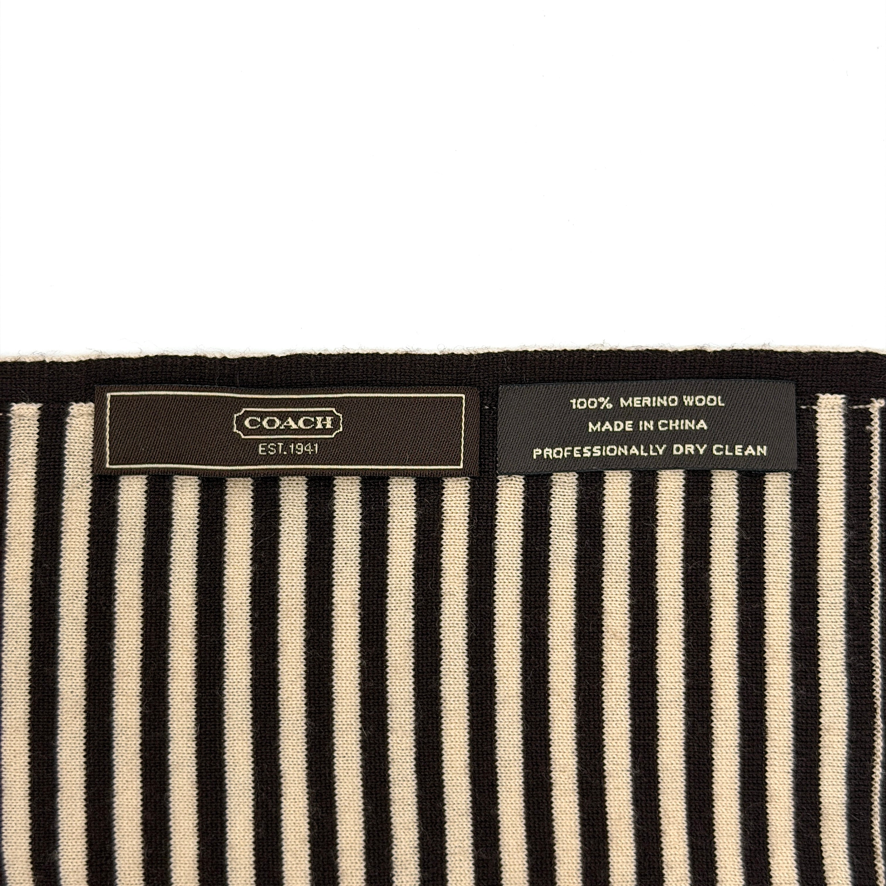 Coach Monogram Wool Scarf Black/Cream