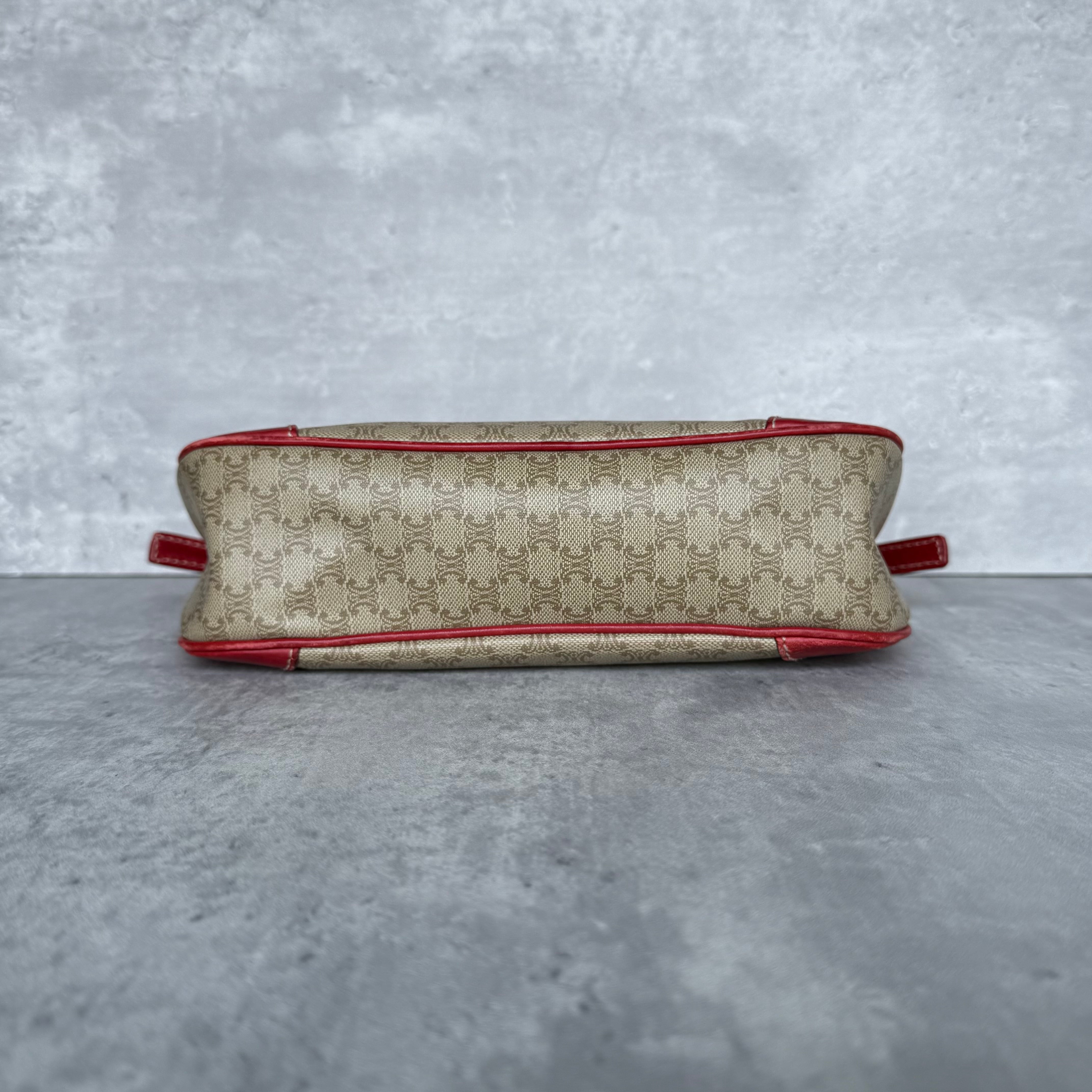 Celine Macadam Canvas Shoulder Bag Beige/Red