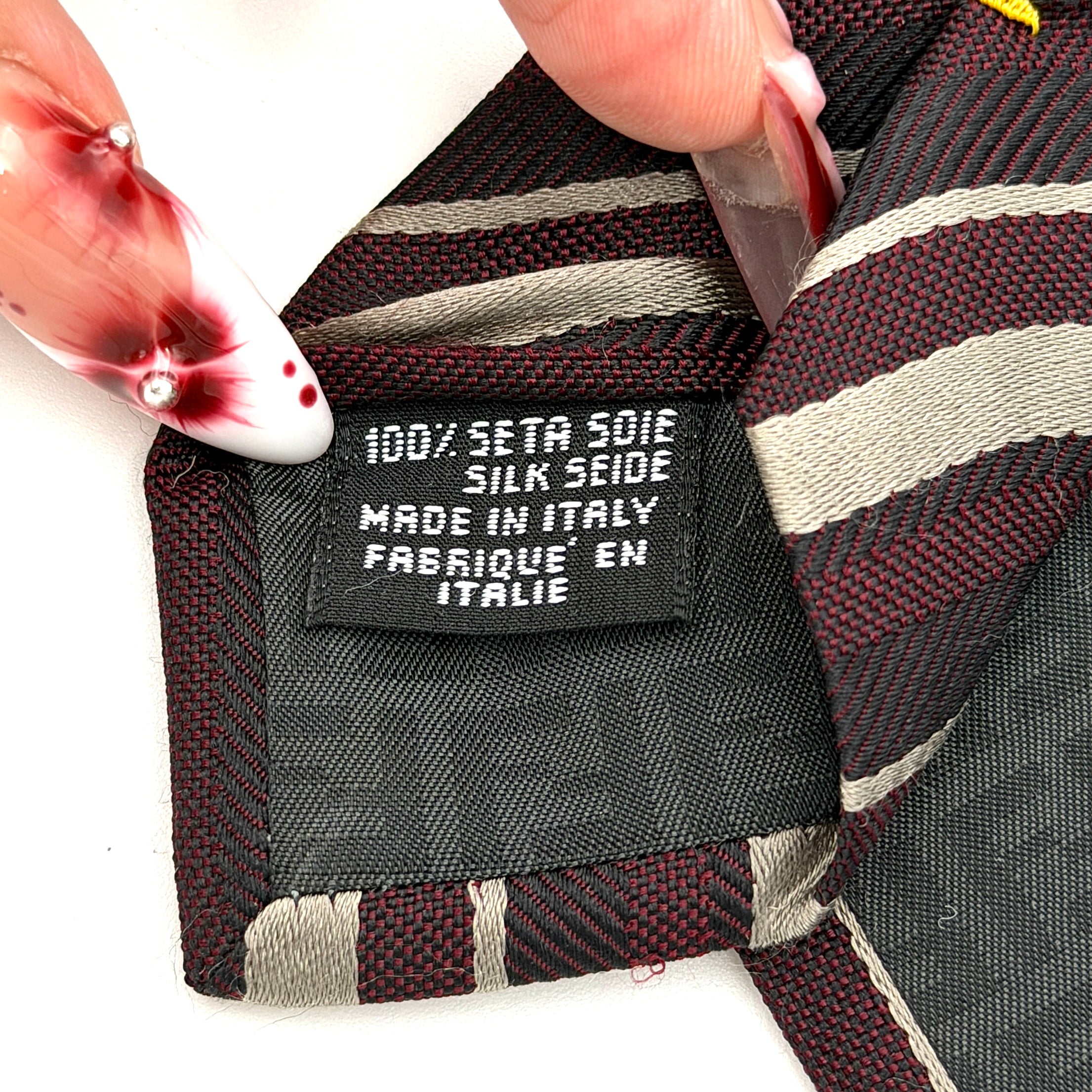 Fendi Stripe Silk Tie Maroon