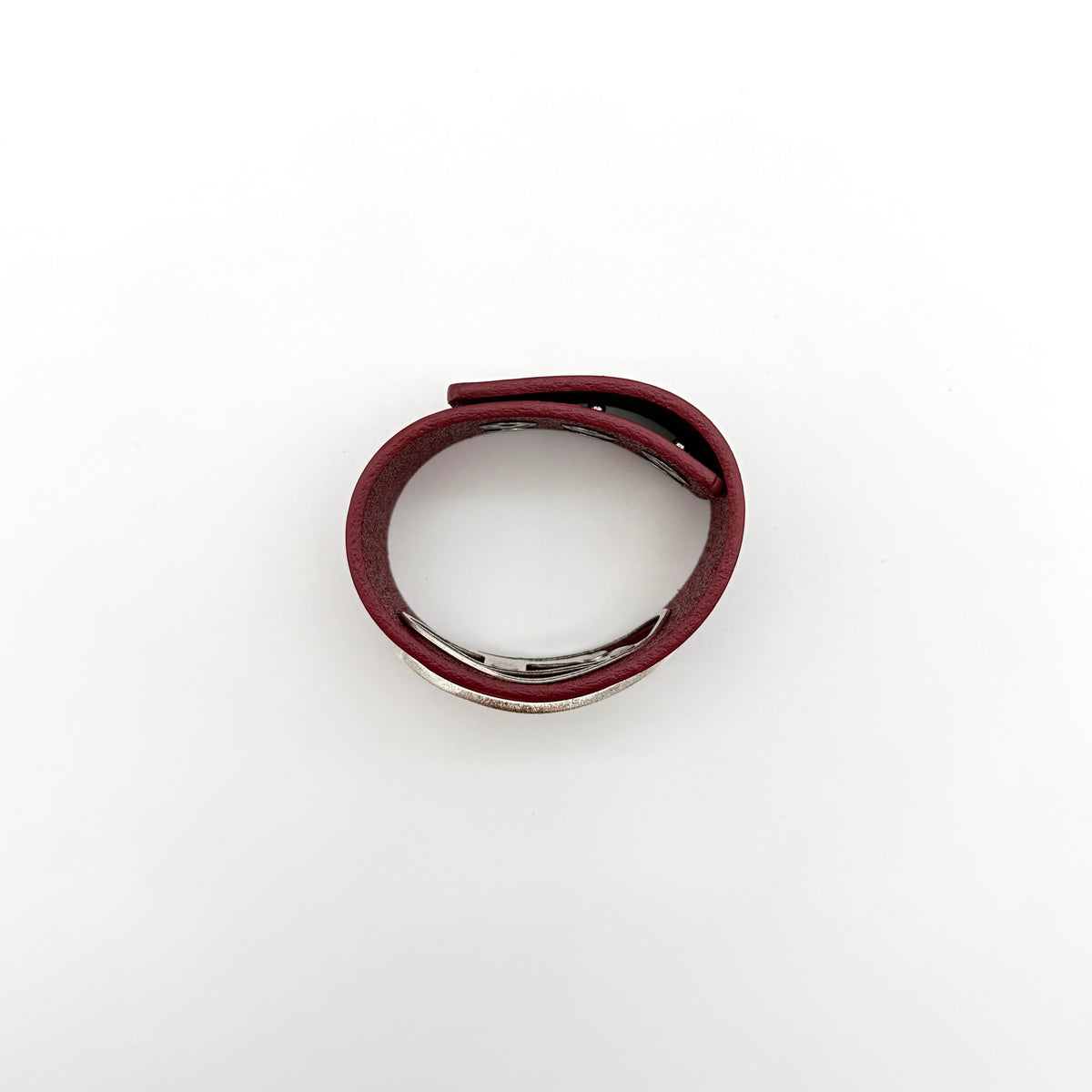 Diesel D Plaque Cuff Bracelet Burgundy