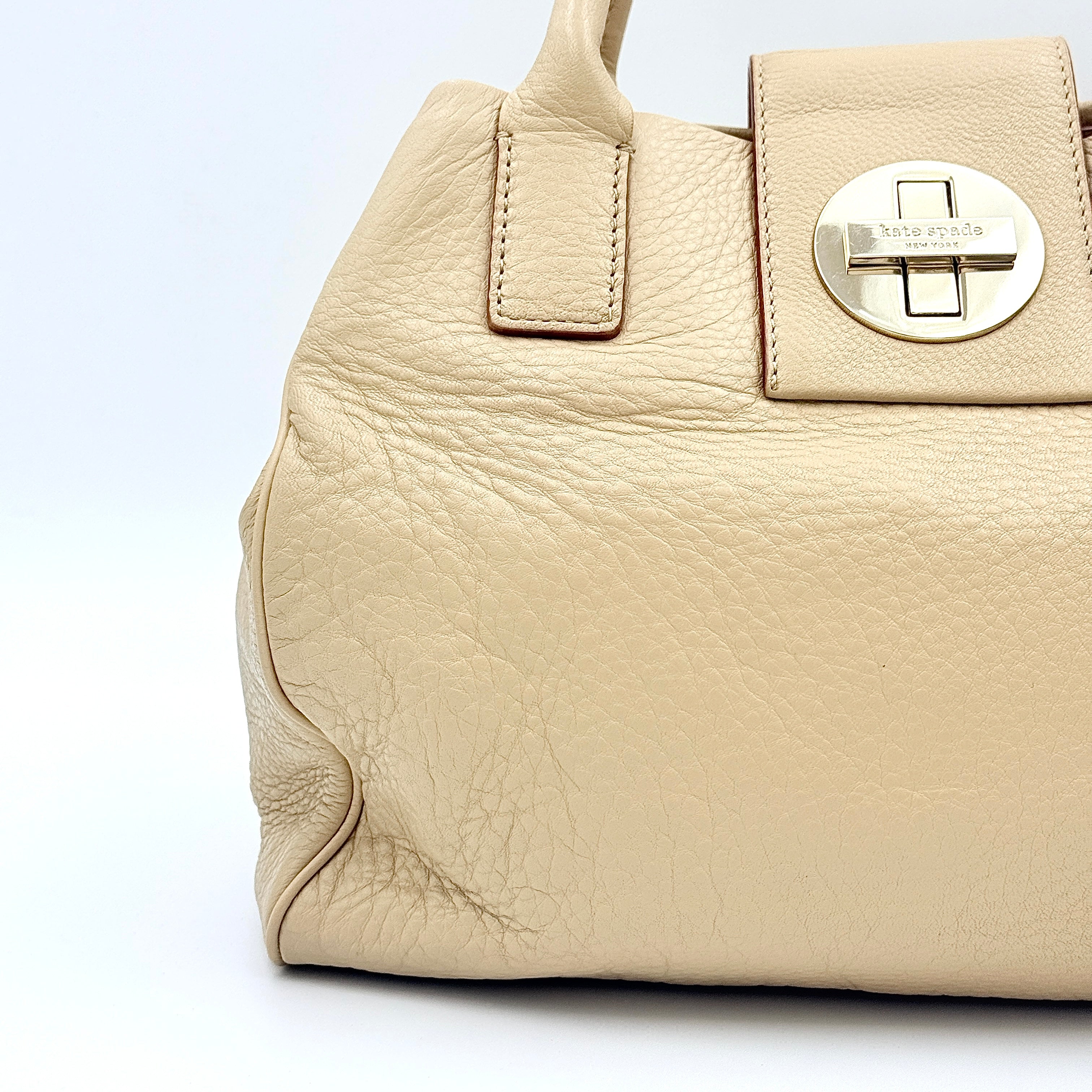 Kate Spade Bexley Anisha Turnlock Satchel Handbag Beige