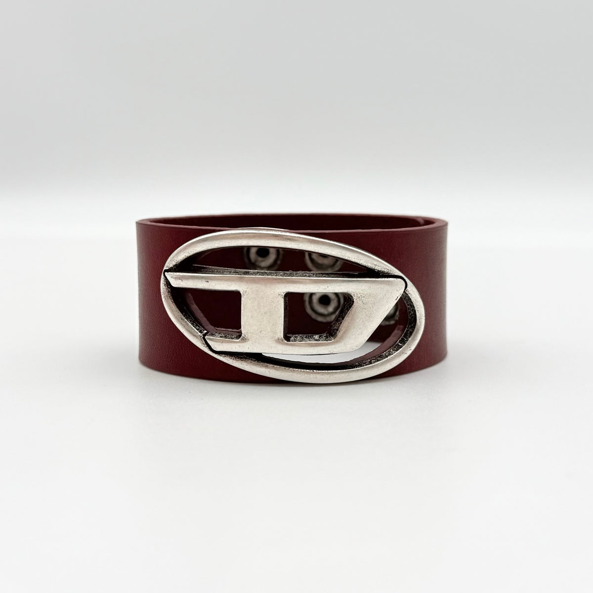 Diesel D Plaque Cuff Bracelet Burgundy