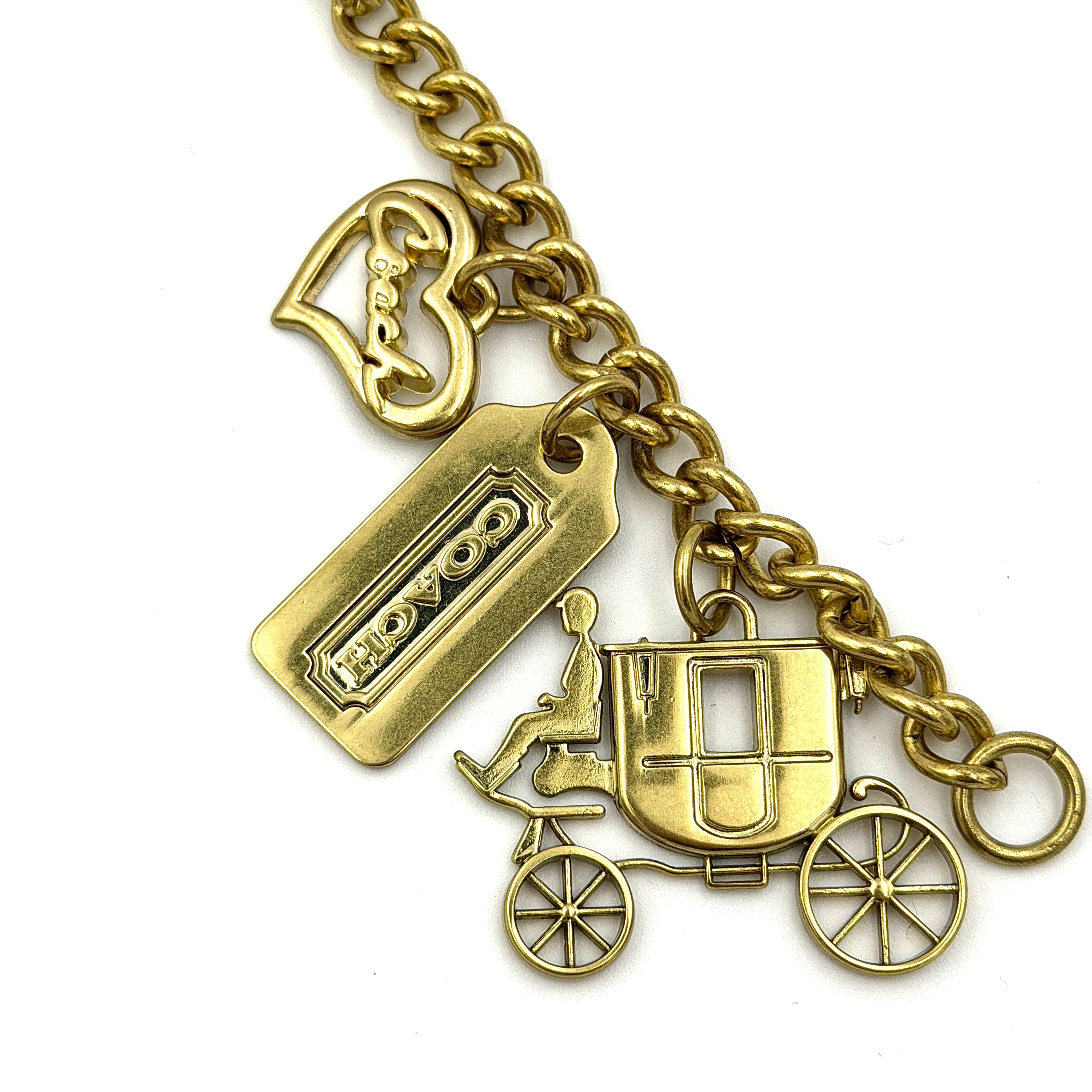 Coach Carriage Heart Tag Charm Gold