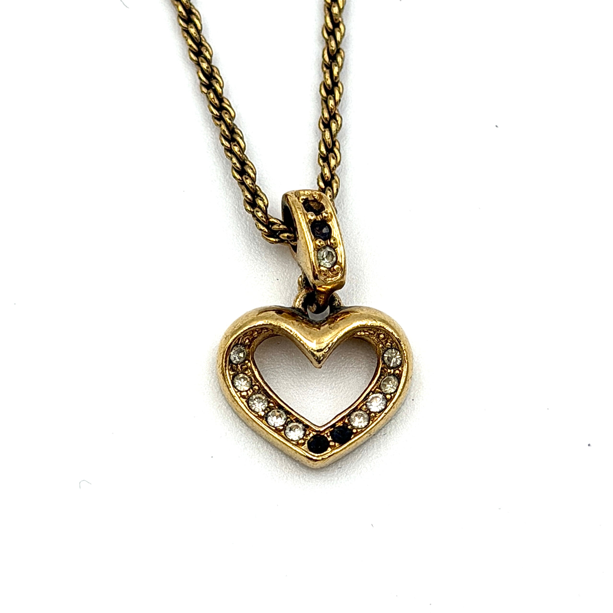 Dior Heart Rhinestone Necklace Gold
