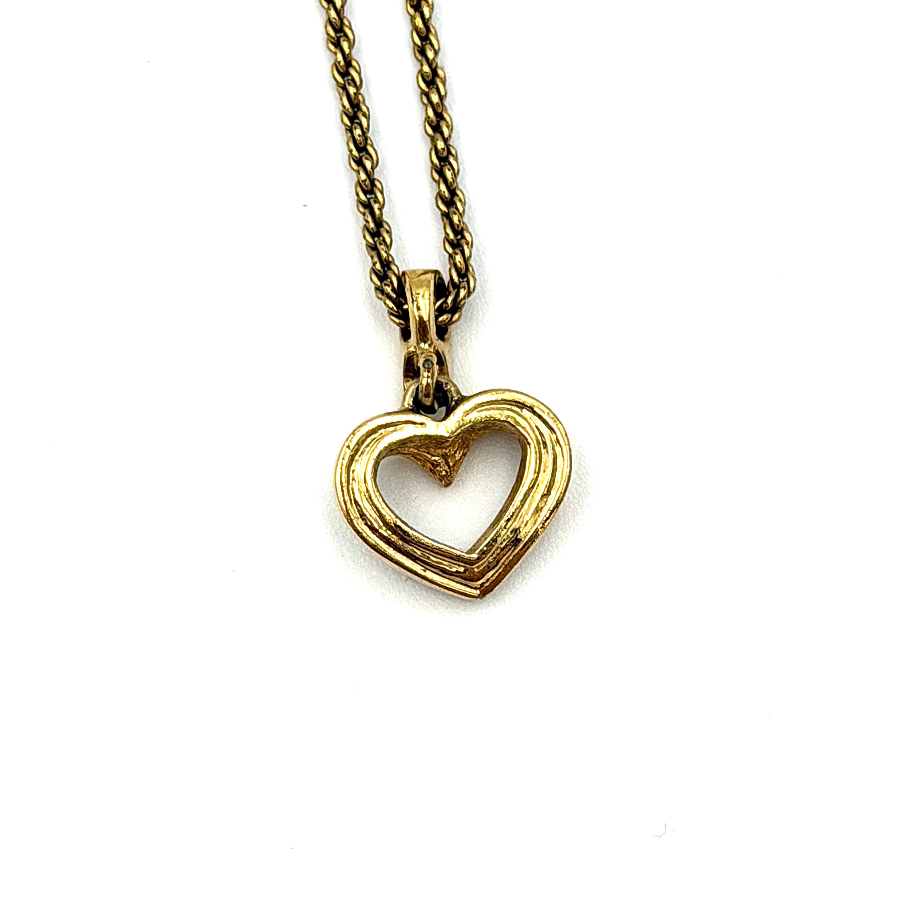 Dior Heart Rhinestone Necklace Gold