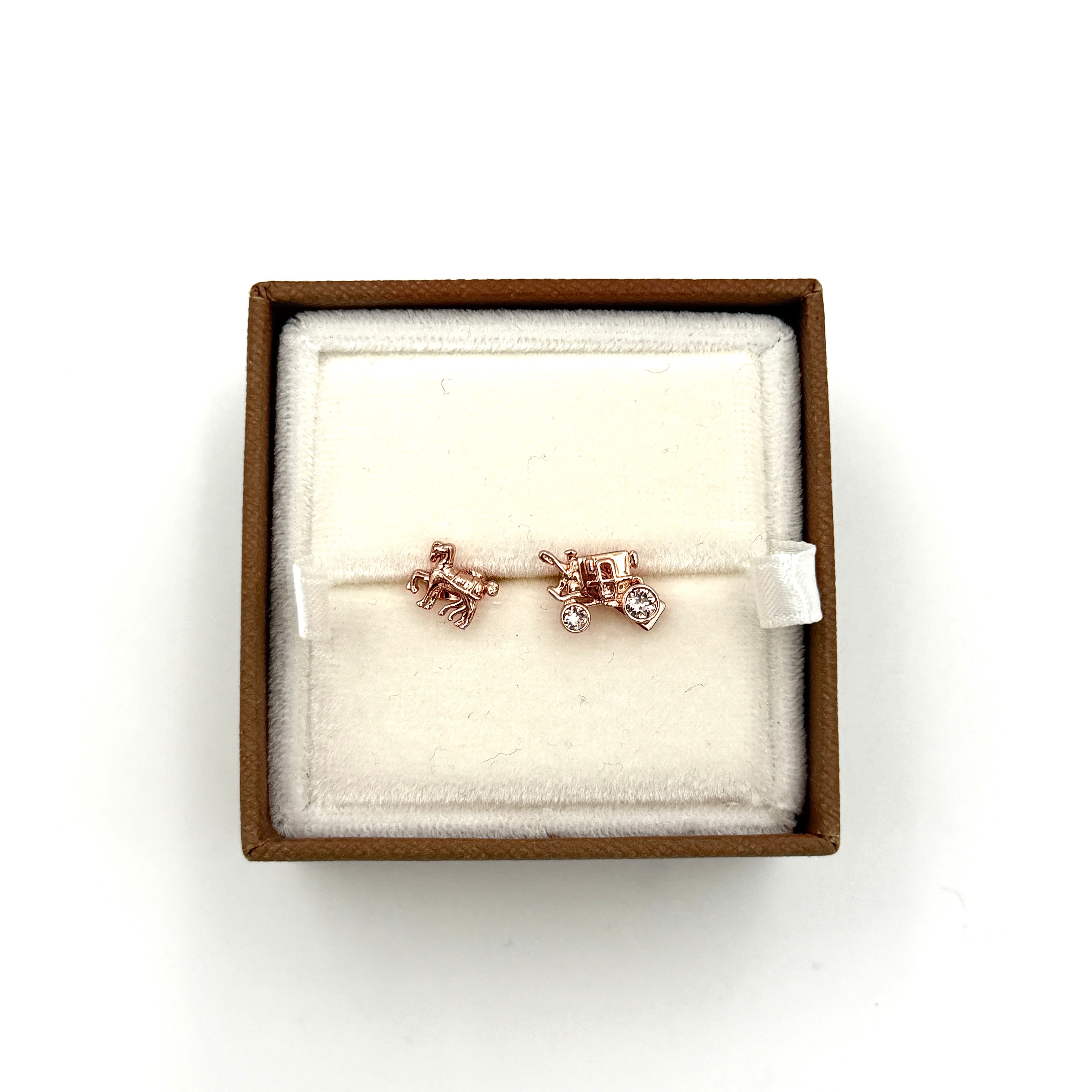 Coach Horse & Carriage Stud Earrings Rose Gold