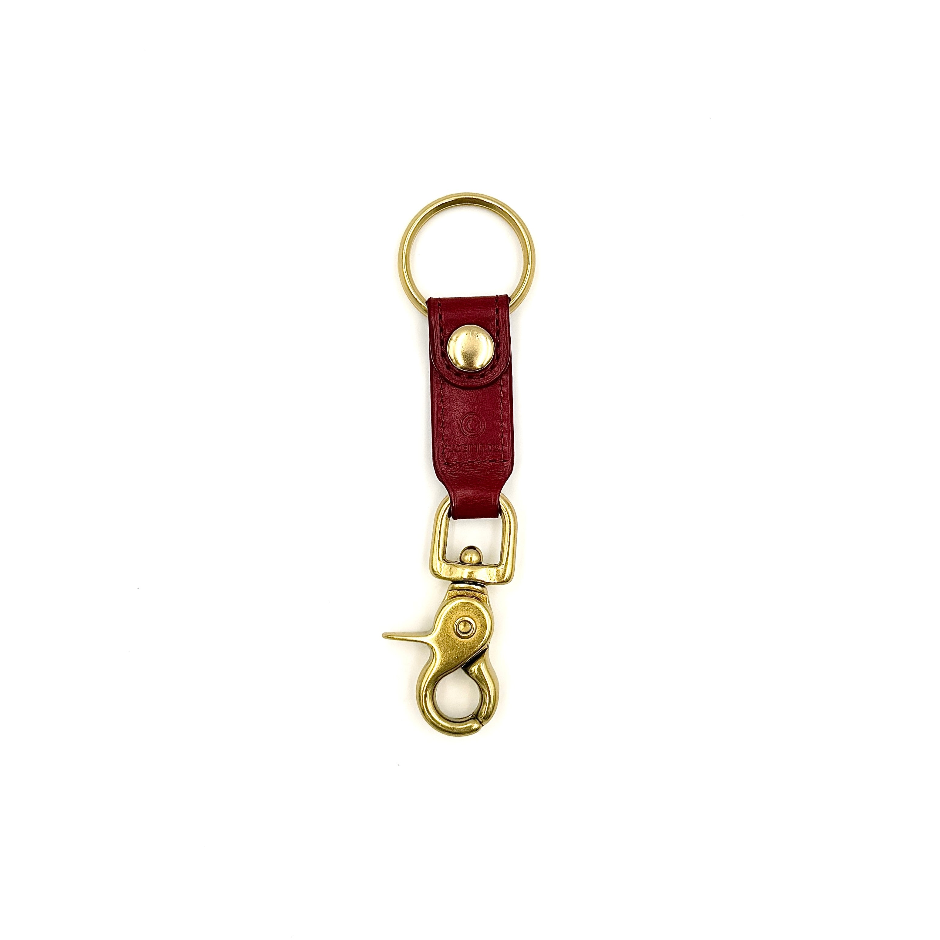 Coach Leather Snap Key Fob Red/Gold