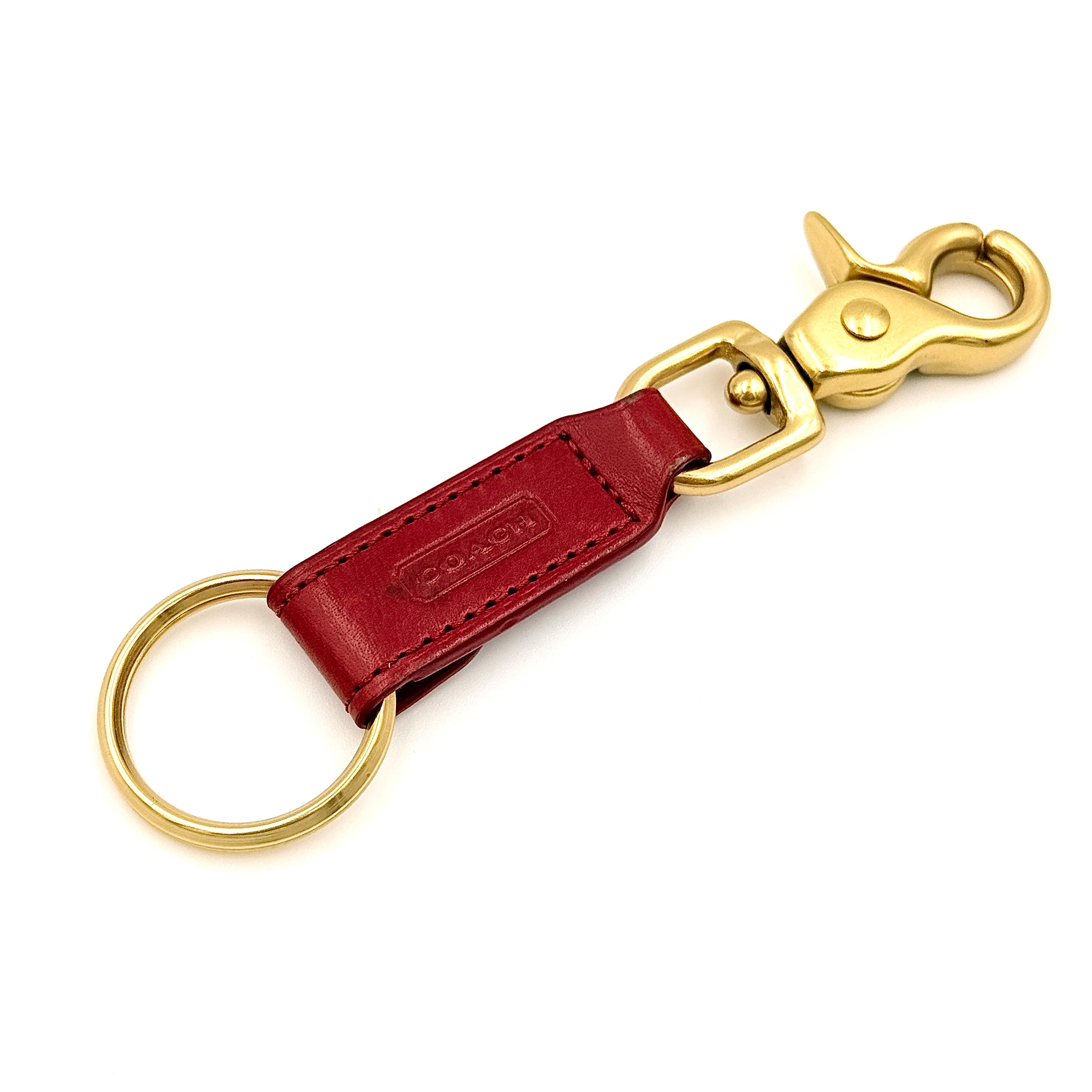 Coach Leather Snap Key Fob Red/Gold