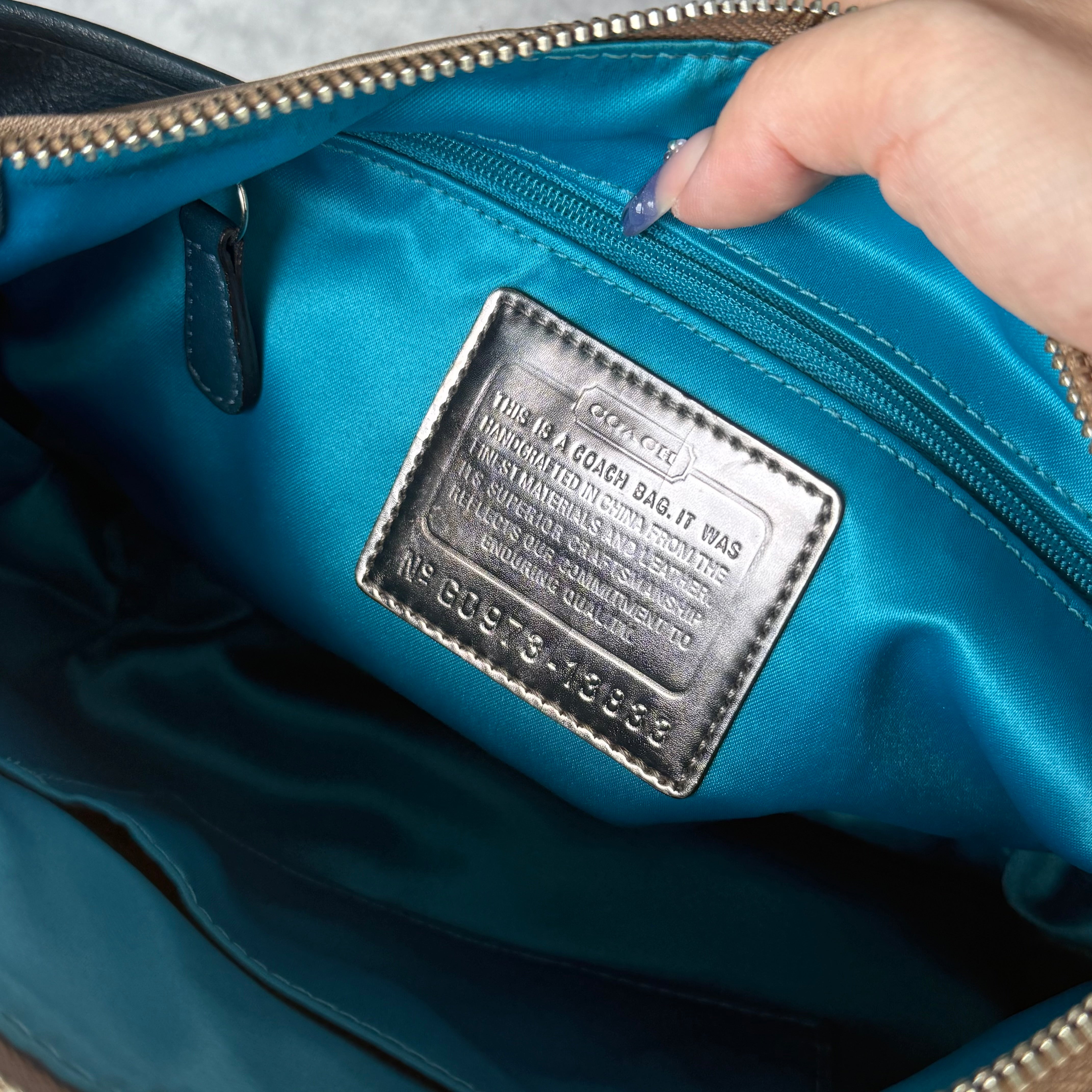 Coach 2Way Signature Shoulder Bag Beige/Blue