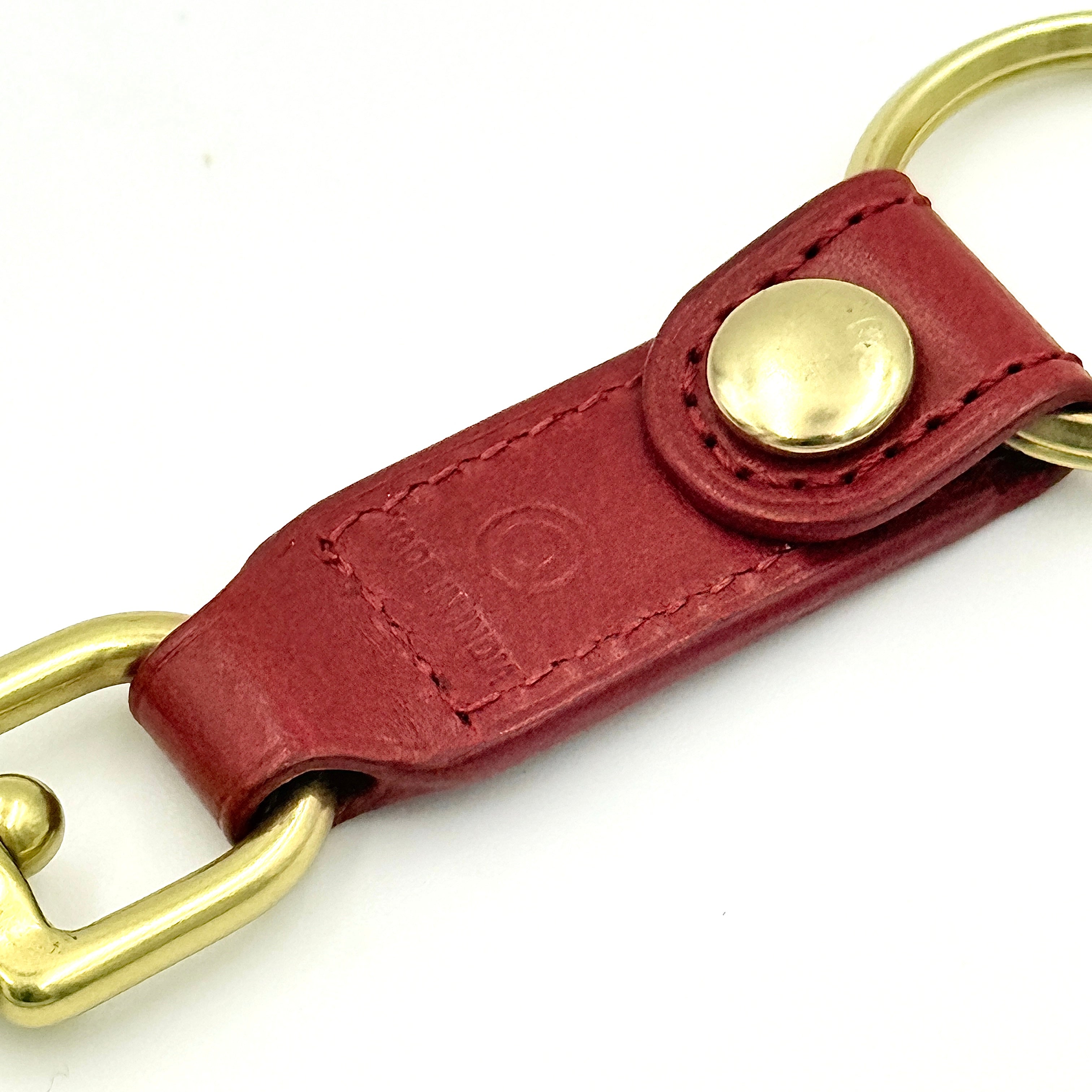 Coach Leather Snap Key Fob Red/Gold