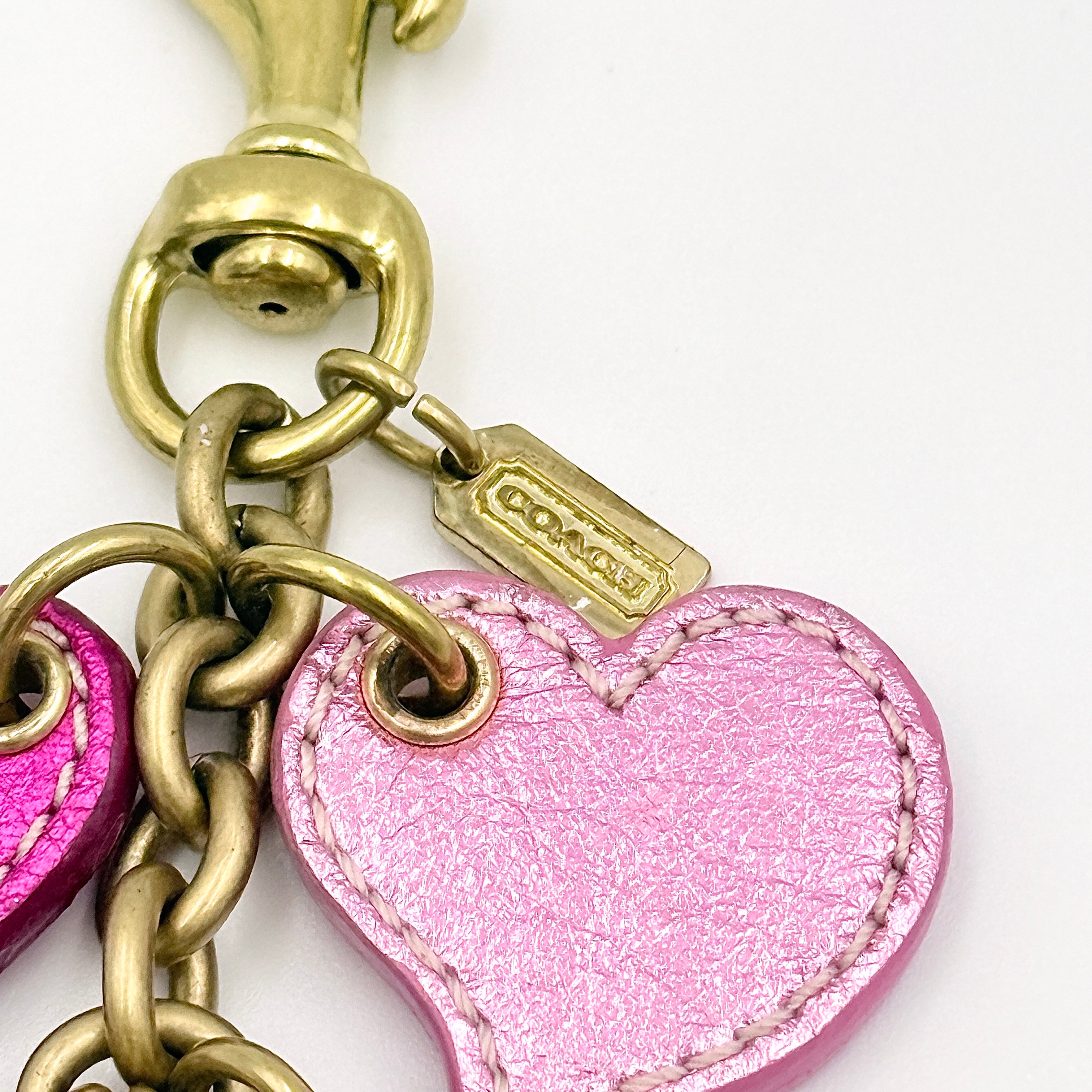 Coach Multi Heart Bag Charm Pink/Red
