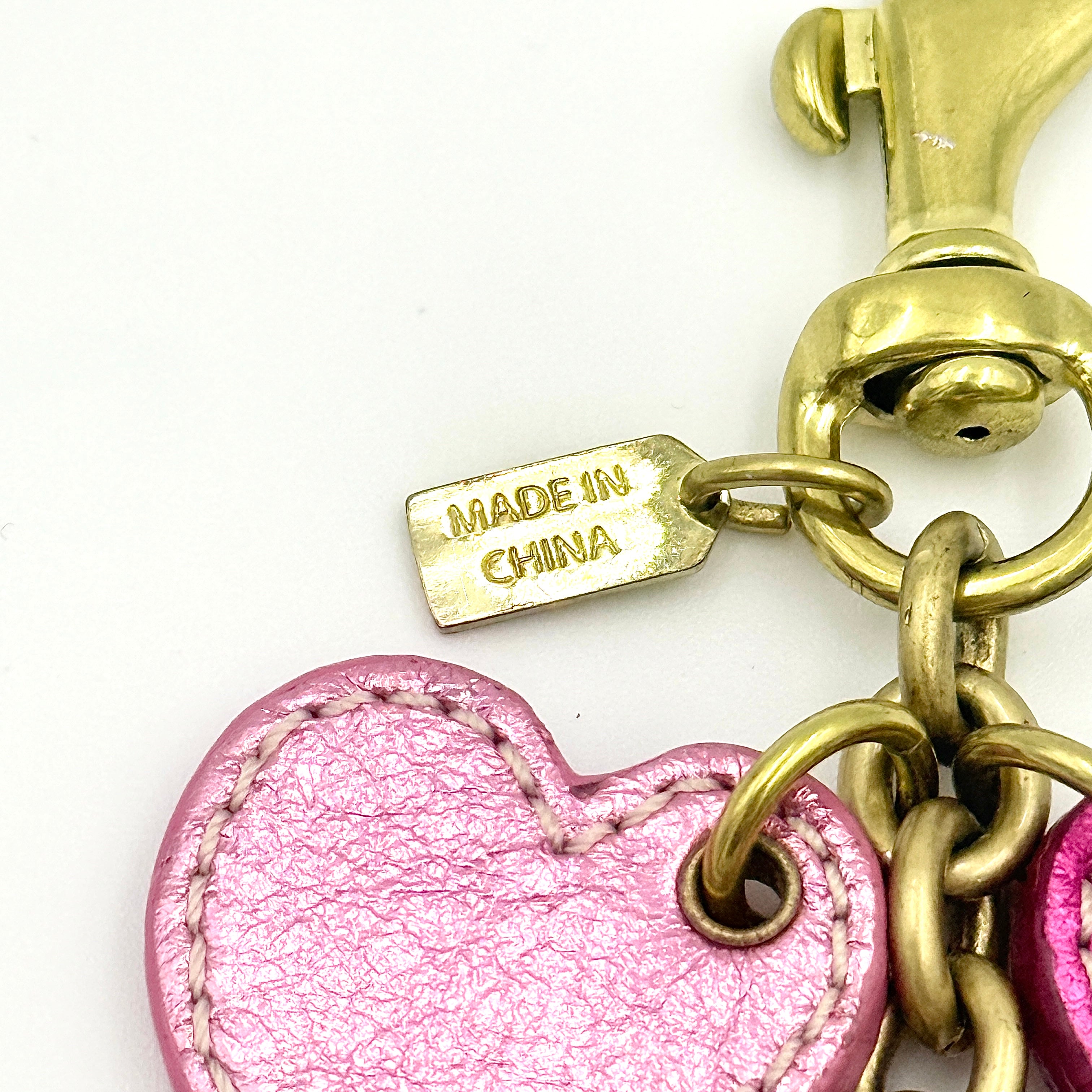 Coach Multi Heart Bag Charm Pink/Red