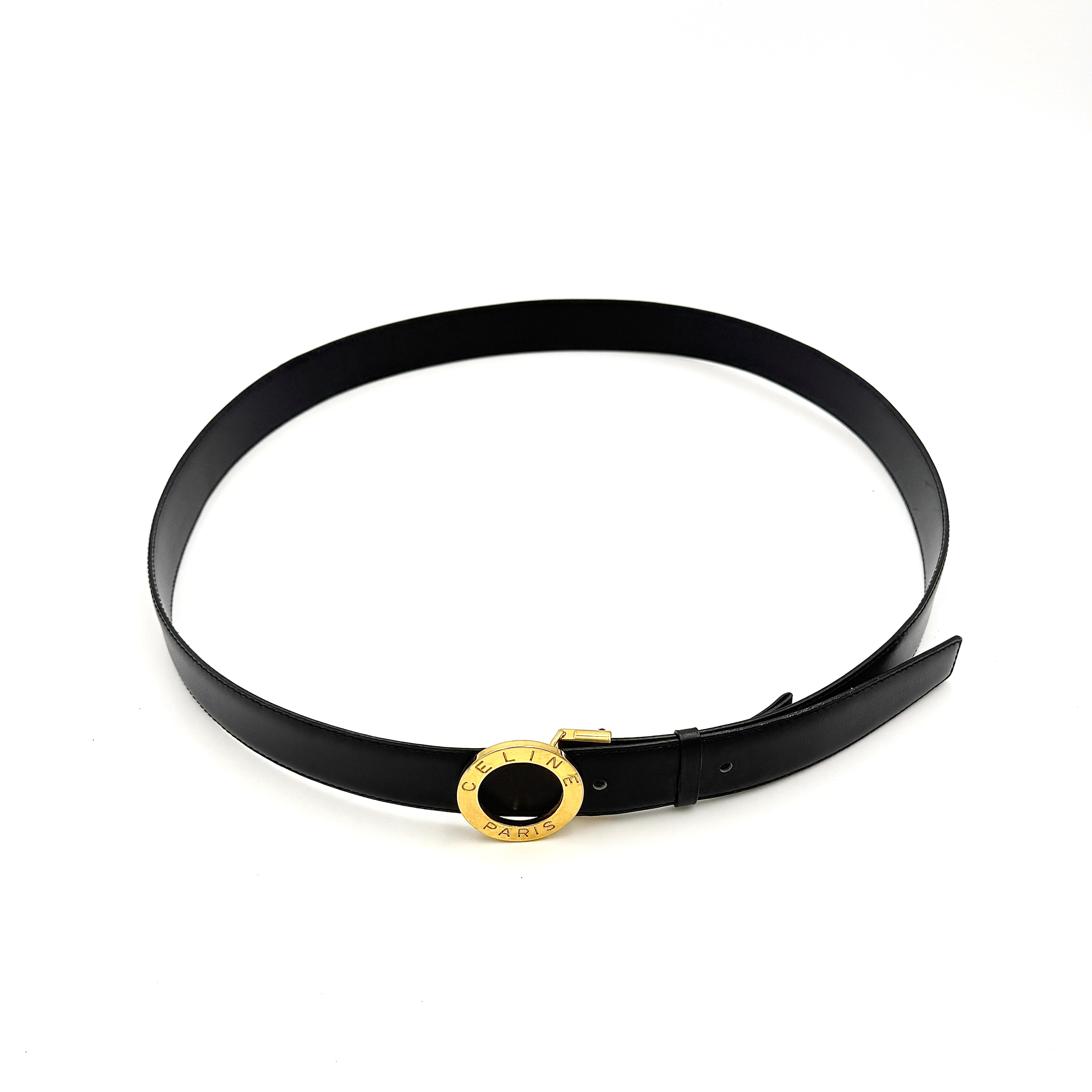 Celine Leather Buckle Belt Black/Gold