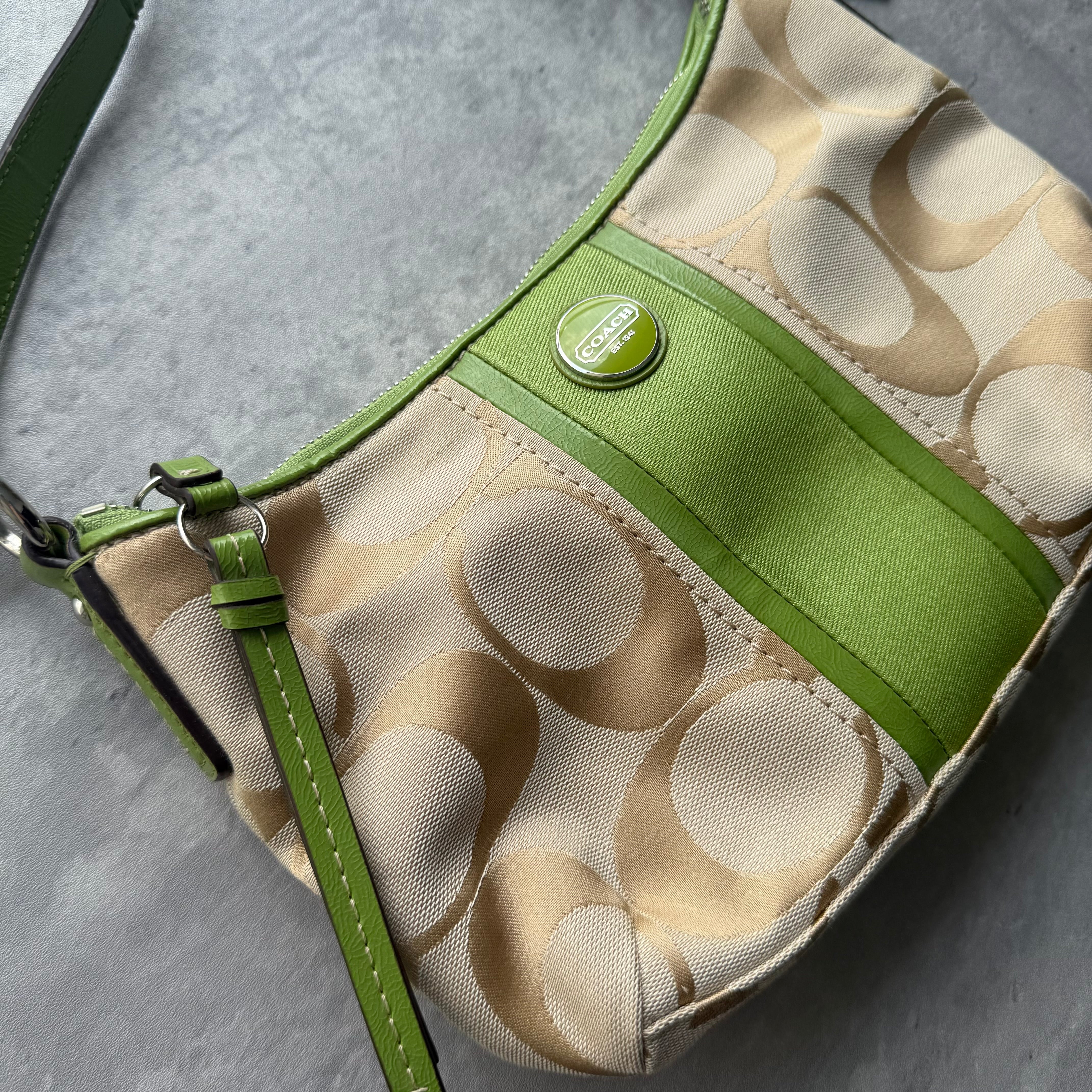 Coach 2Way Signature Stripe ShoulderBag Beige/Green