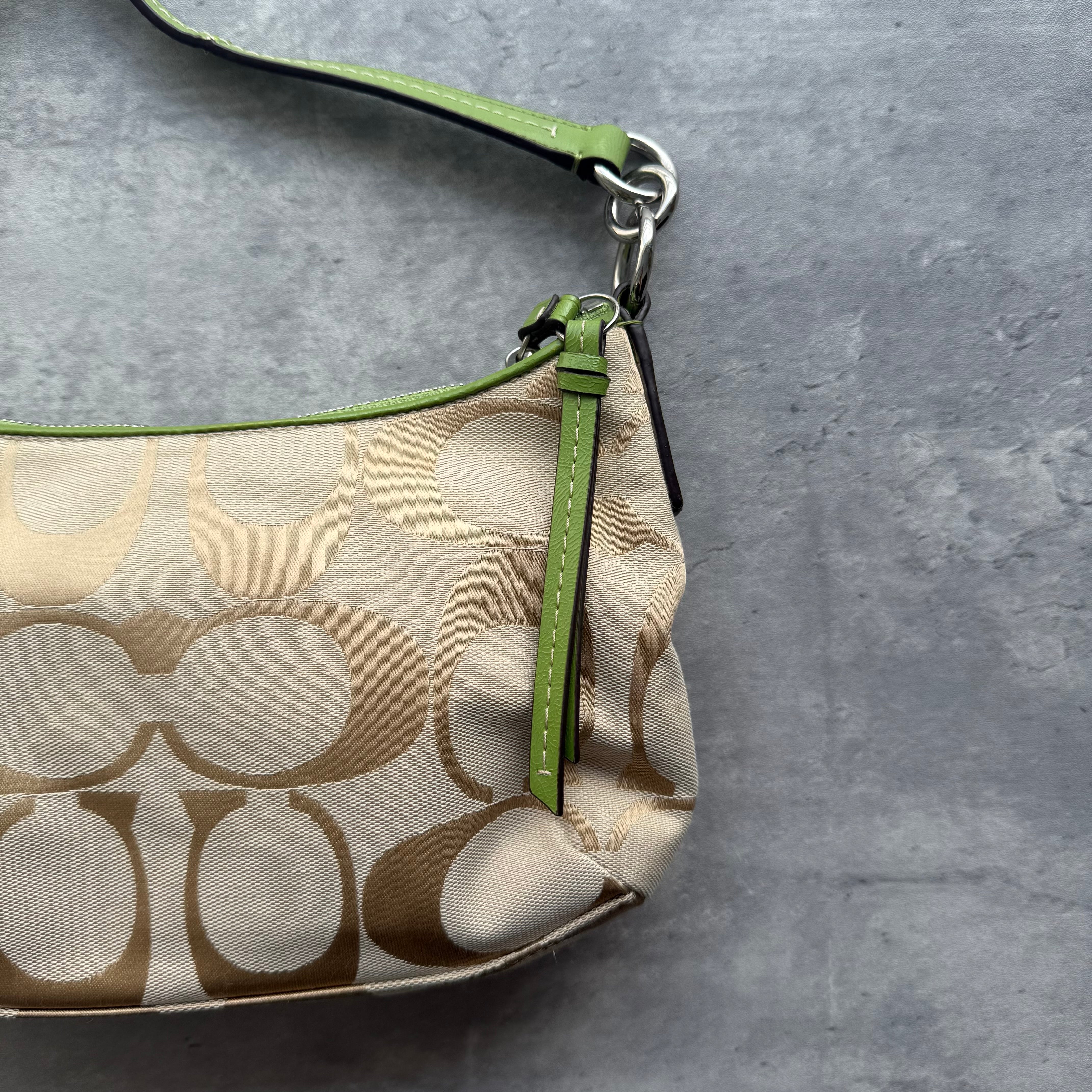 Coach 2Way Signature Stripe ShoulderBag Beige/Green