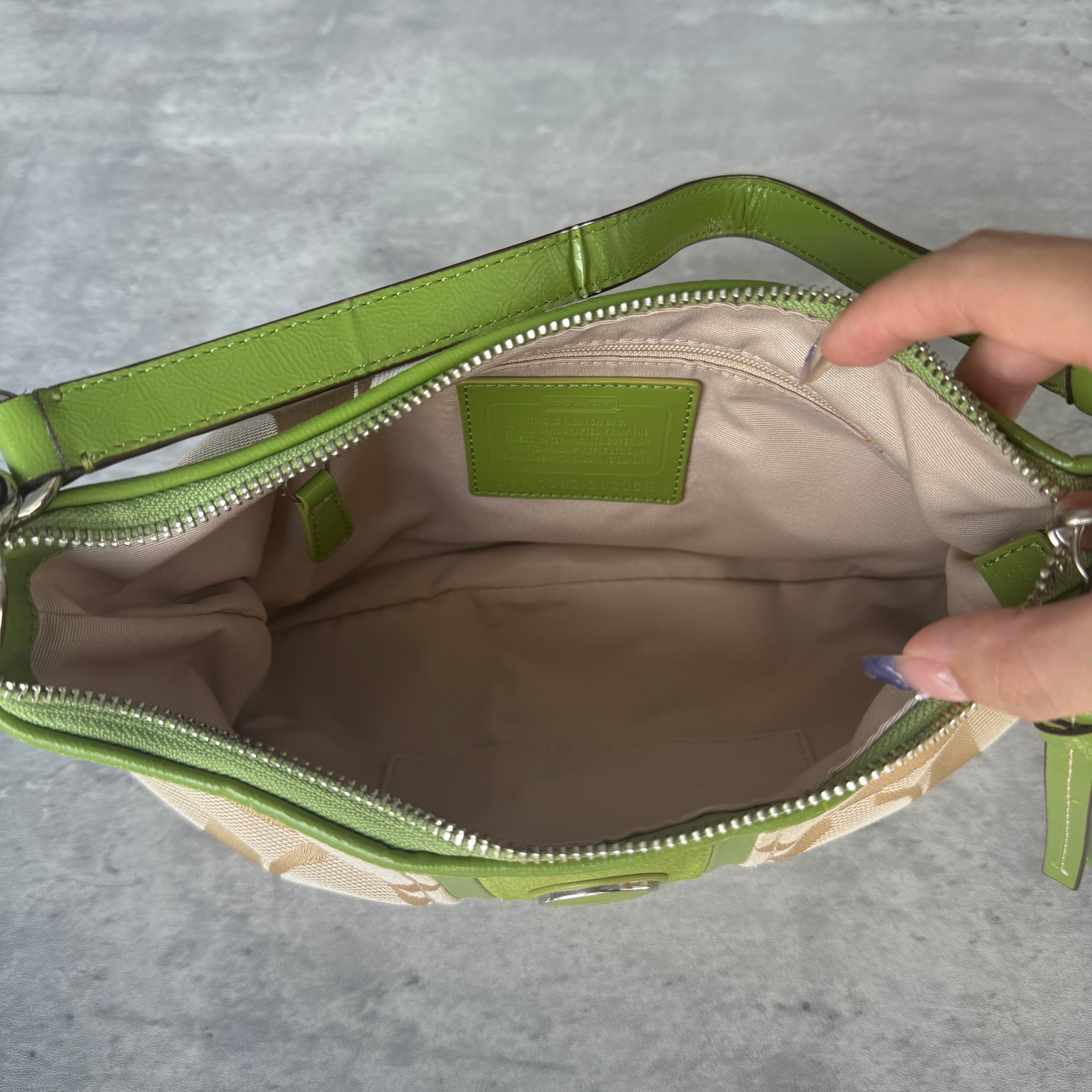 Coach 2Way Signature Stripe ShoulderBag Beige/Green