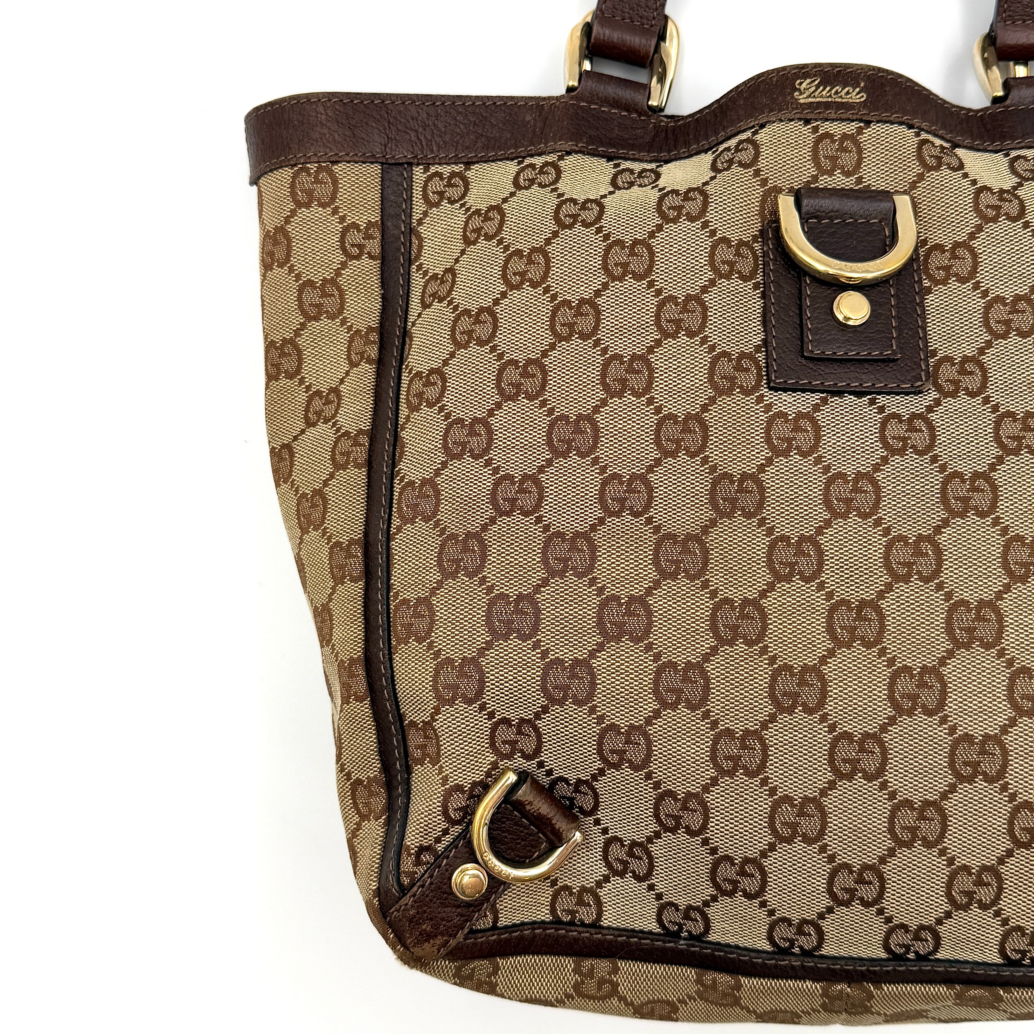 Gucci GG Monogram Abbey D-Ring Tote Bag Beige/Brown