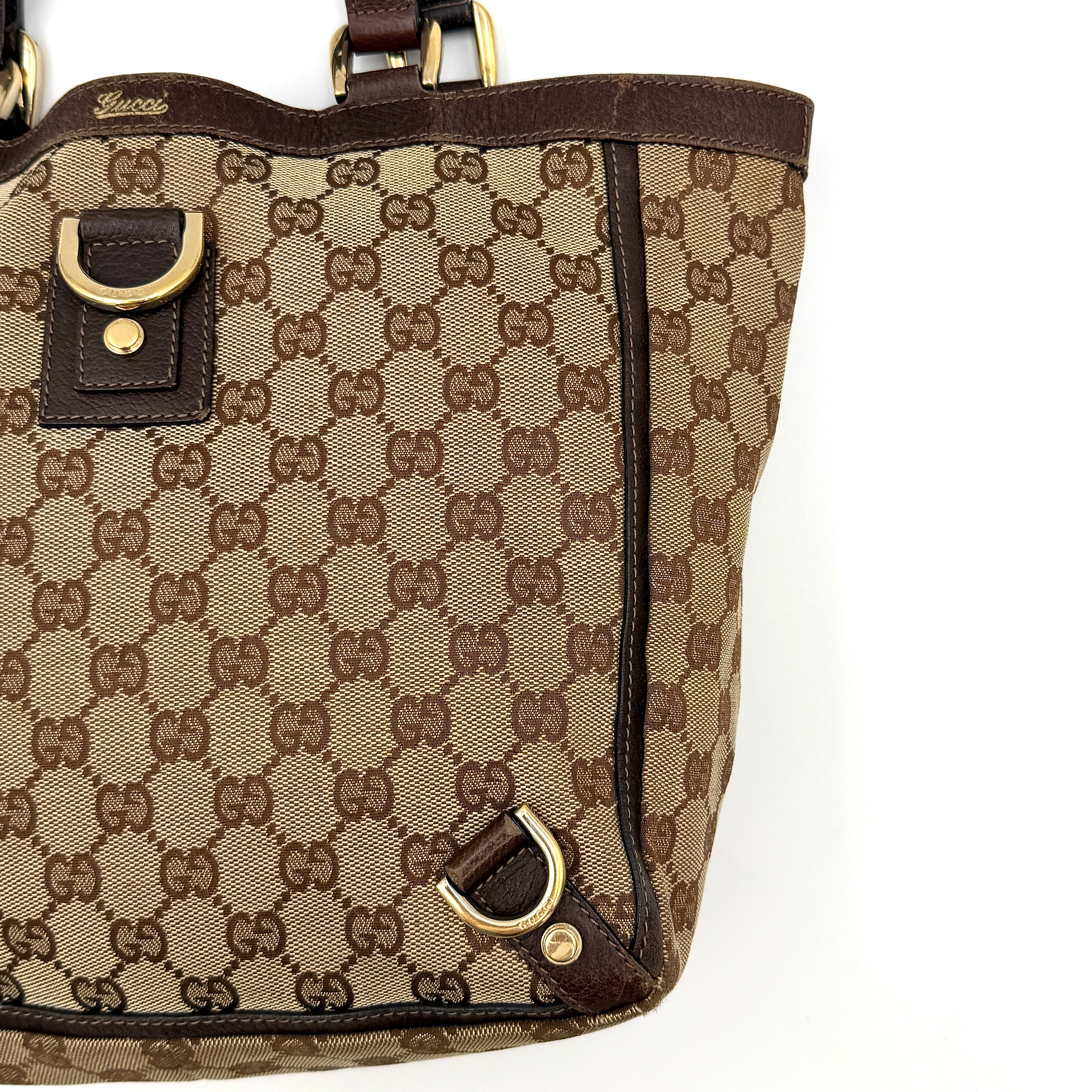 Gucci GG Monogram Abbey D-Ring Tote Bag Beige/Brown