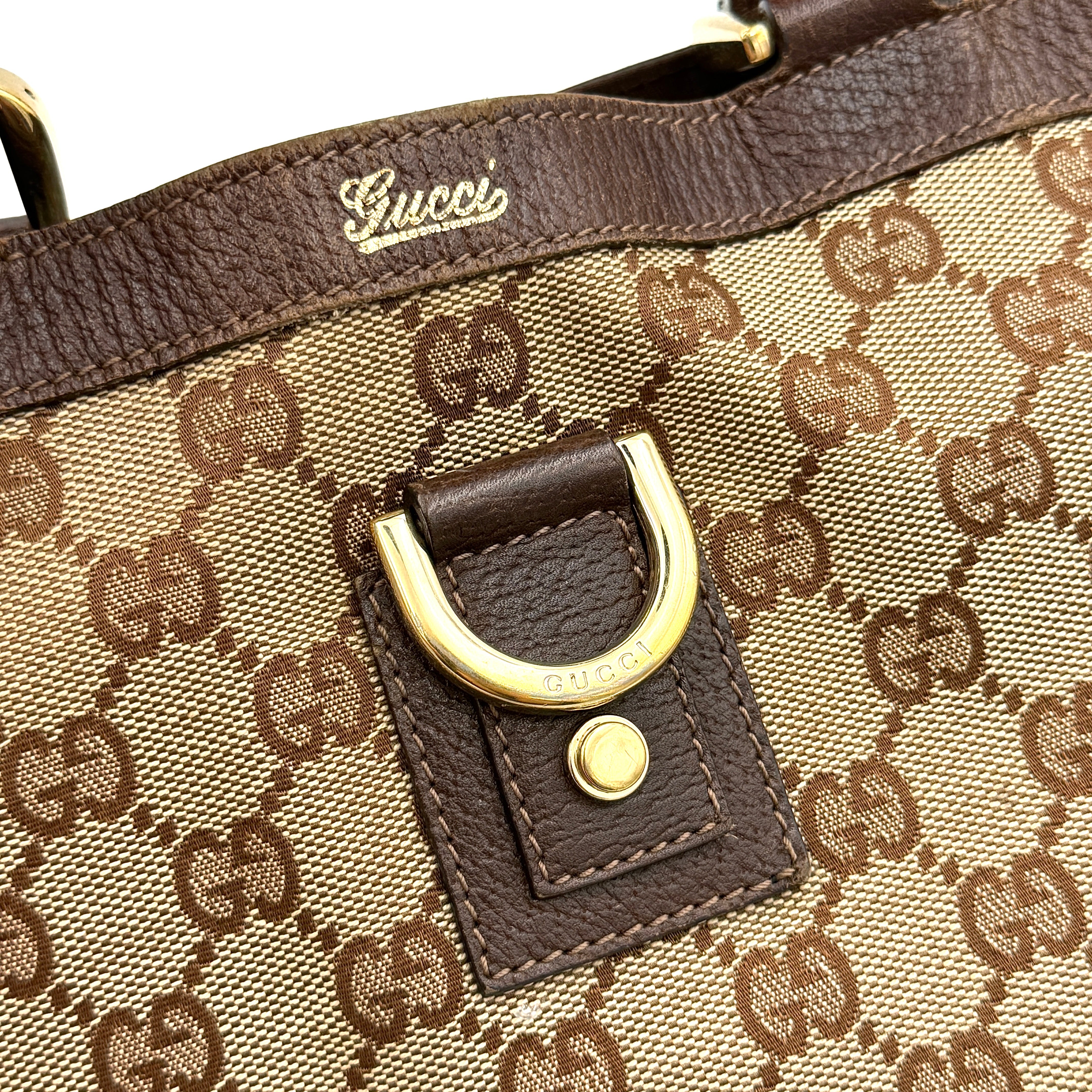 Gucci GG Monogram Abbey D-Ring Tote Bag Beige/Brown