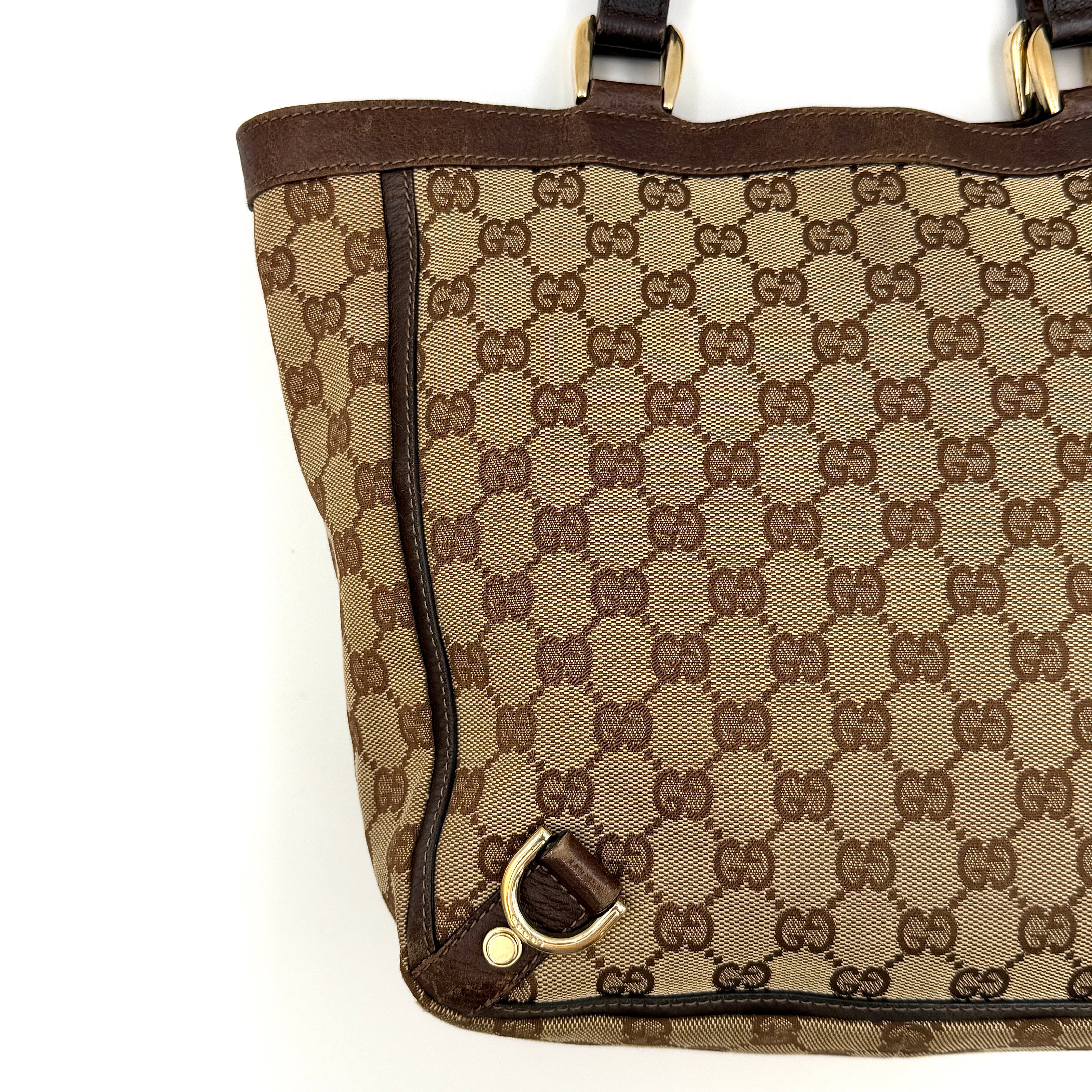 Gucci GG Monogram Abbey D-Ring Tote Bag Beige/Brown