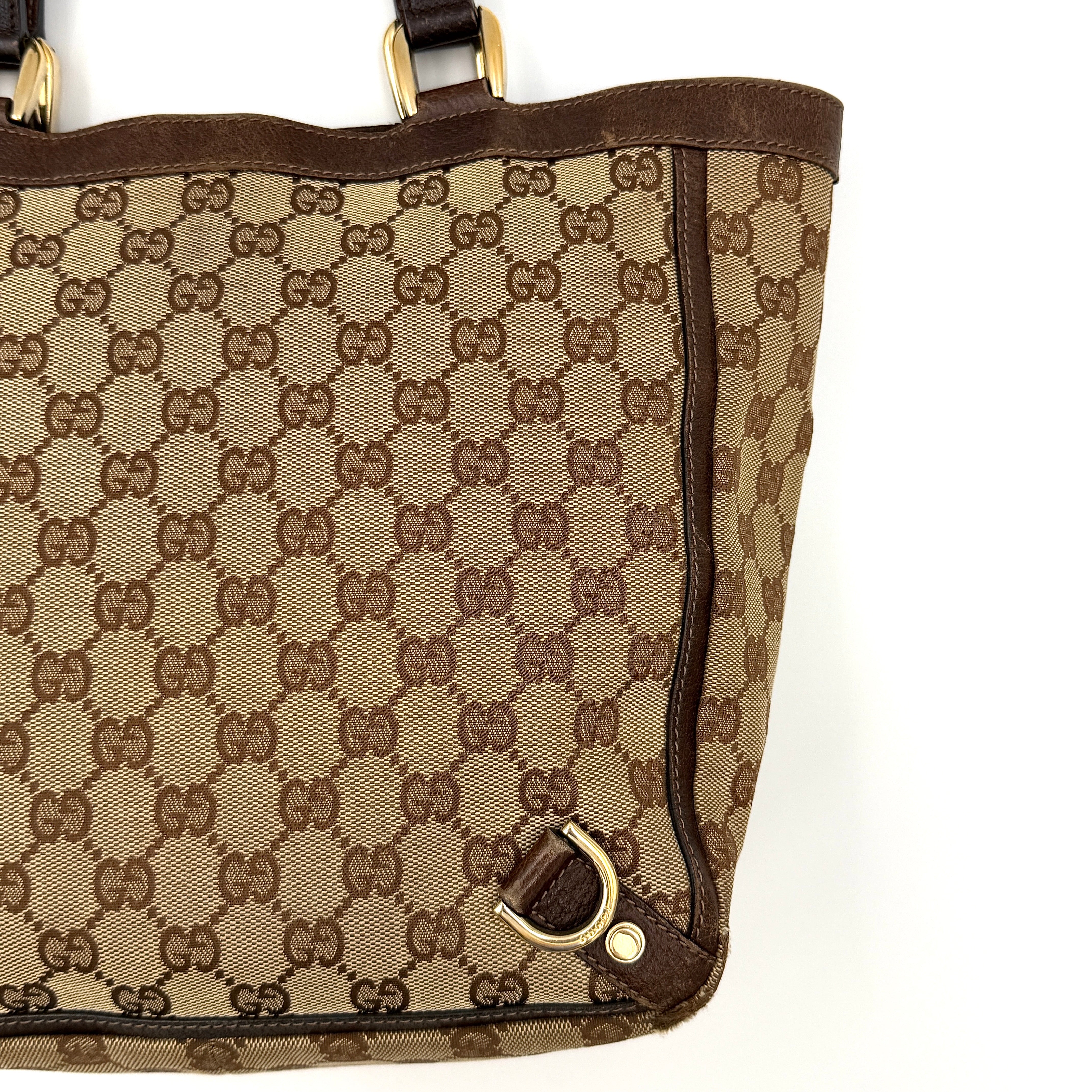 Gucci GG Monogram Abbey D-Ring Tote Bag Beige/Brown