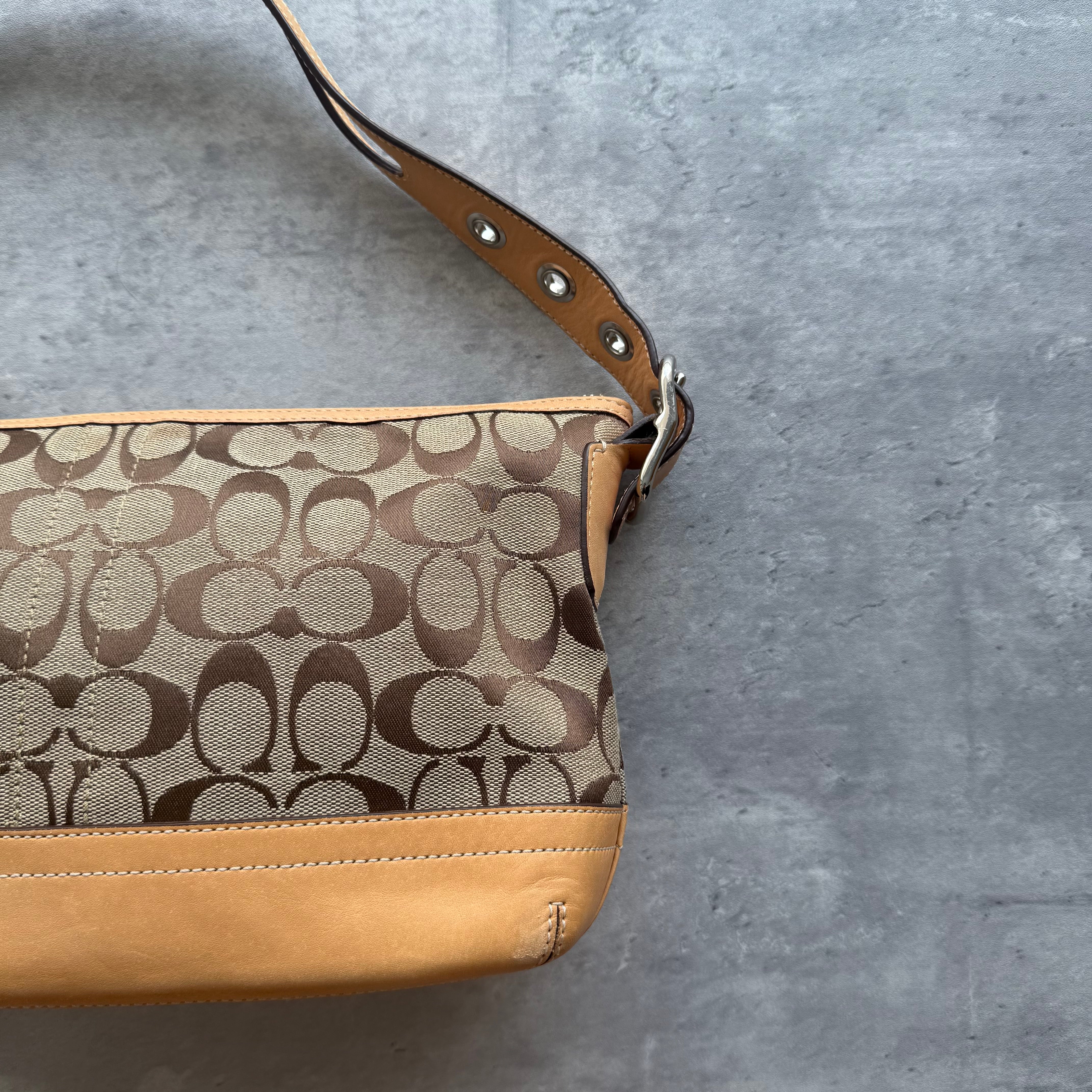 Coach Signature East West Shoulder Bag Beige