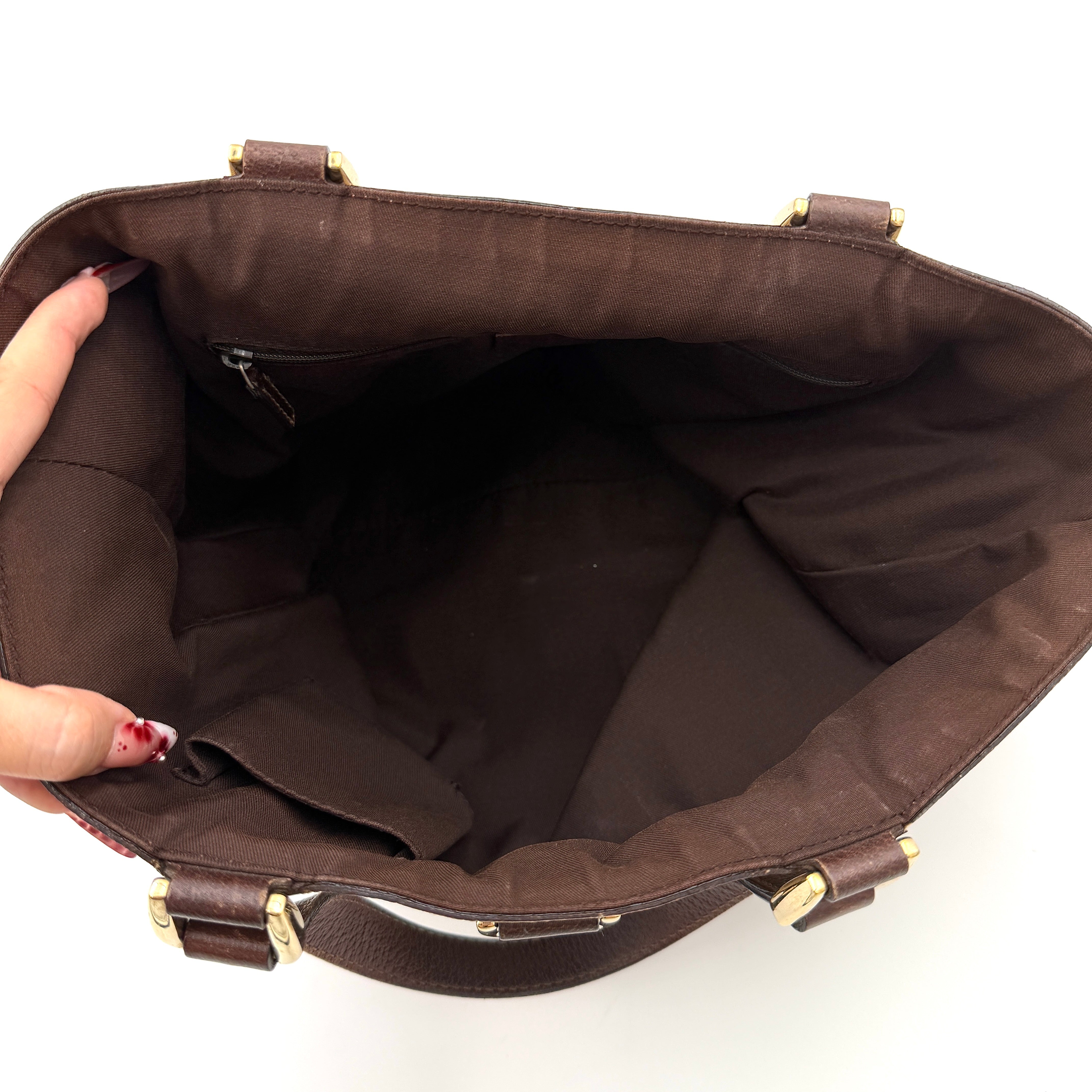 Gucci GG Monogram Abbey D-Ring Tote Bag Beige/Brown