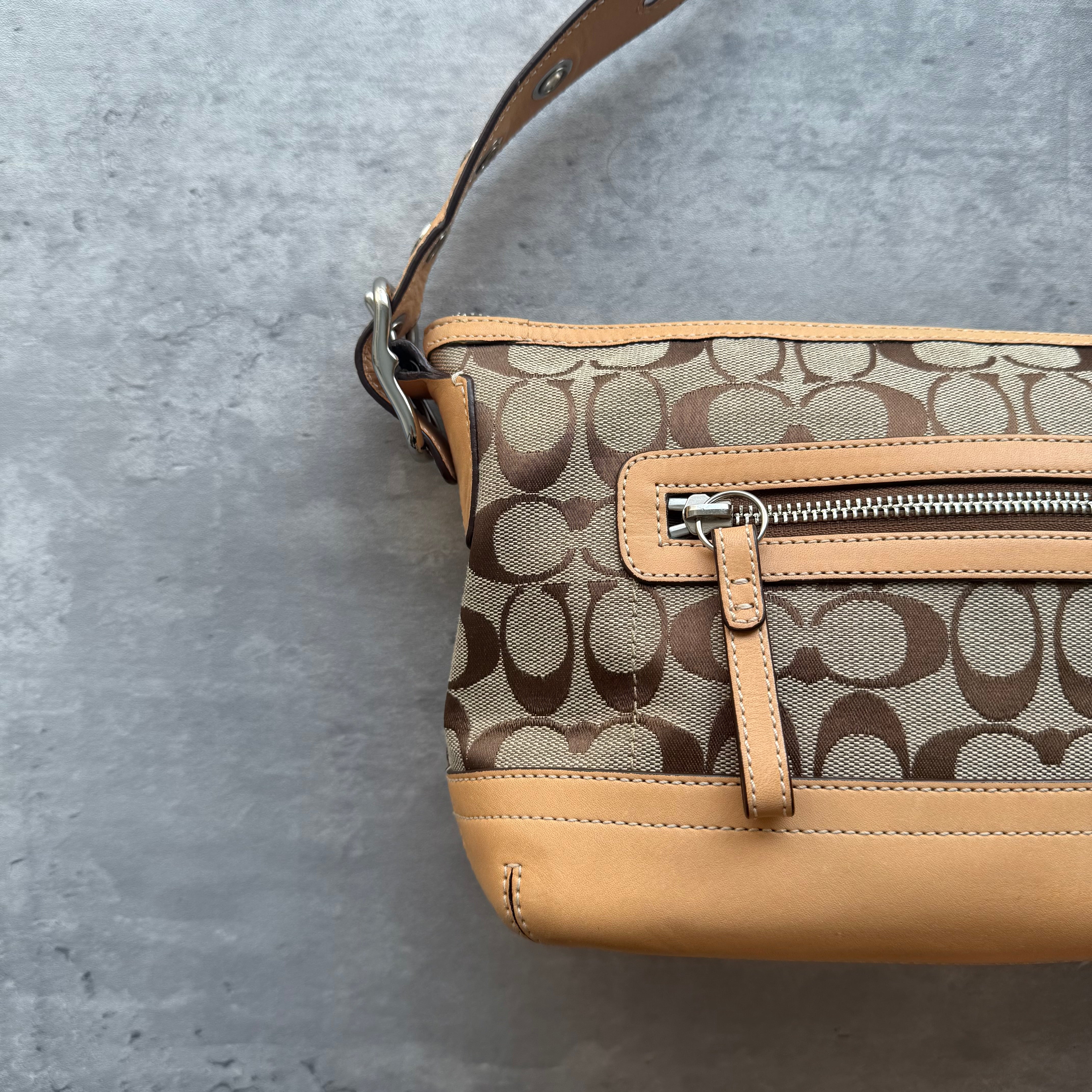 Coach Signature East West Shoulder Bag Beige