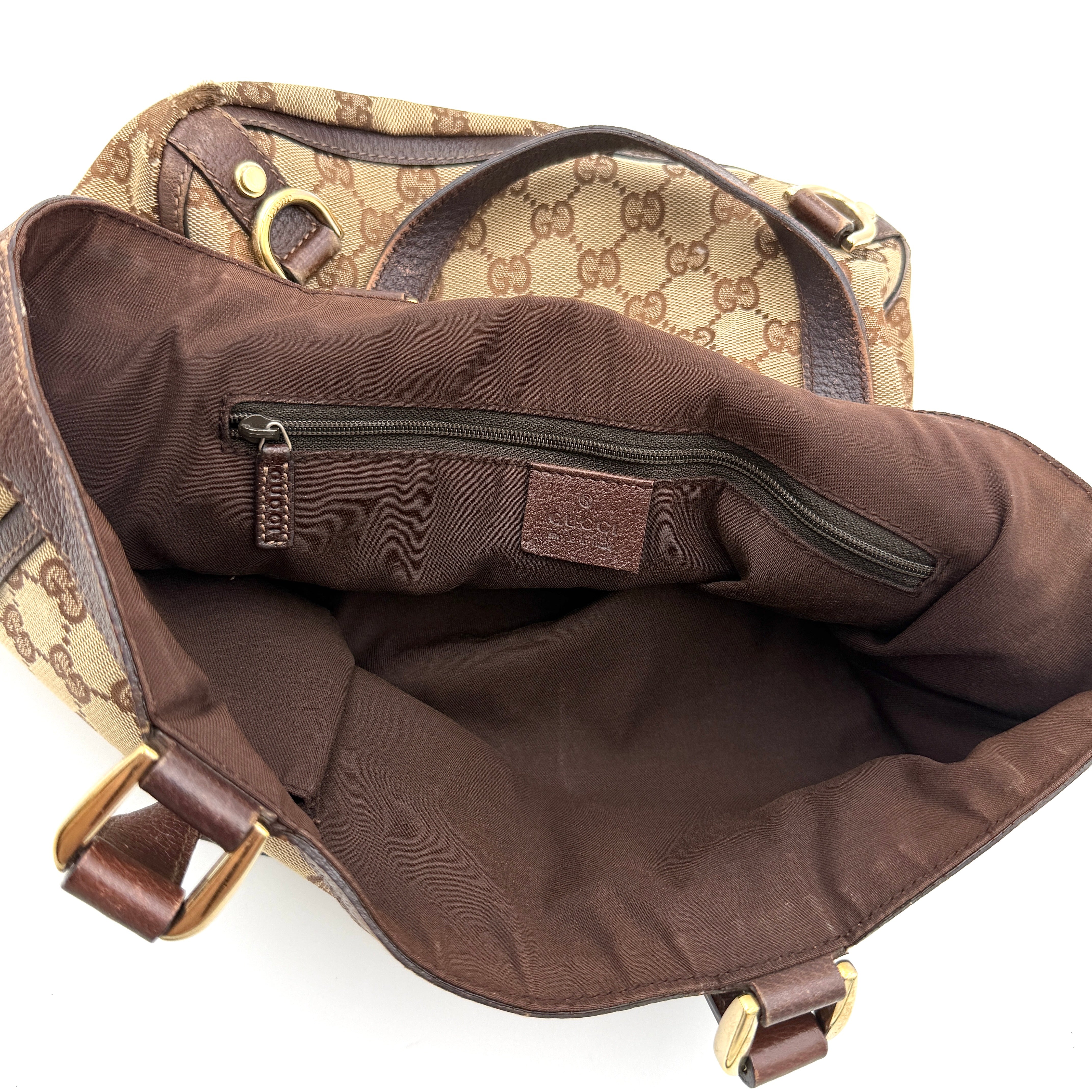 Gucci GG Monogram Abbey D-Ring Tote Bag Beige/Brown