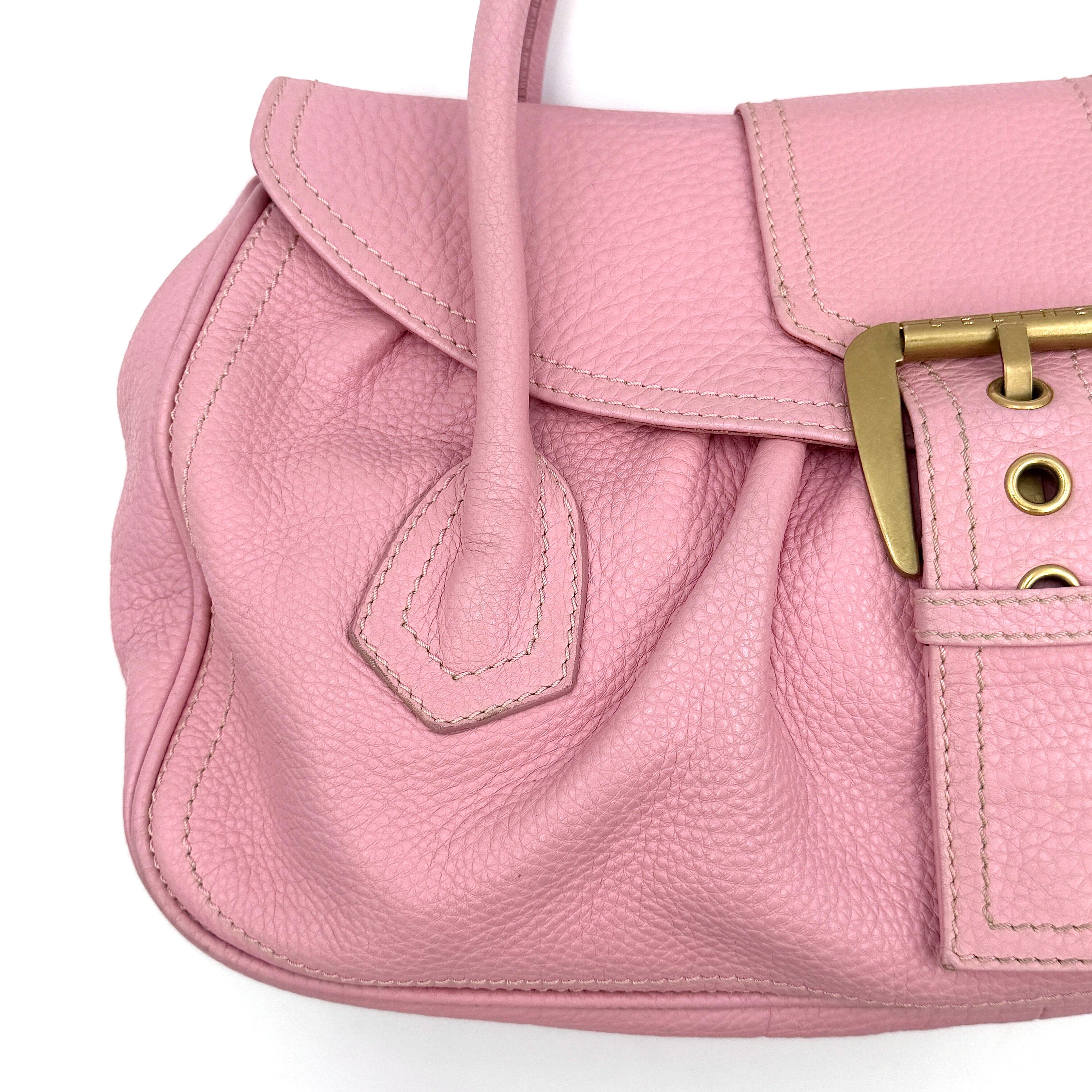 Celine Y2K Bubblegum Buckle Shoulder Bag Pink