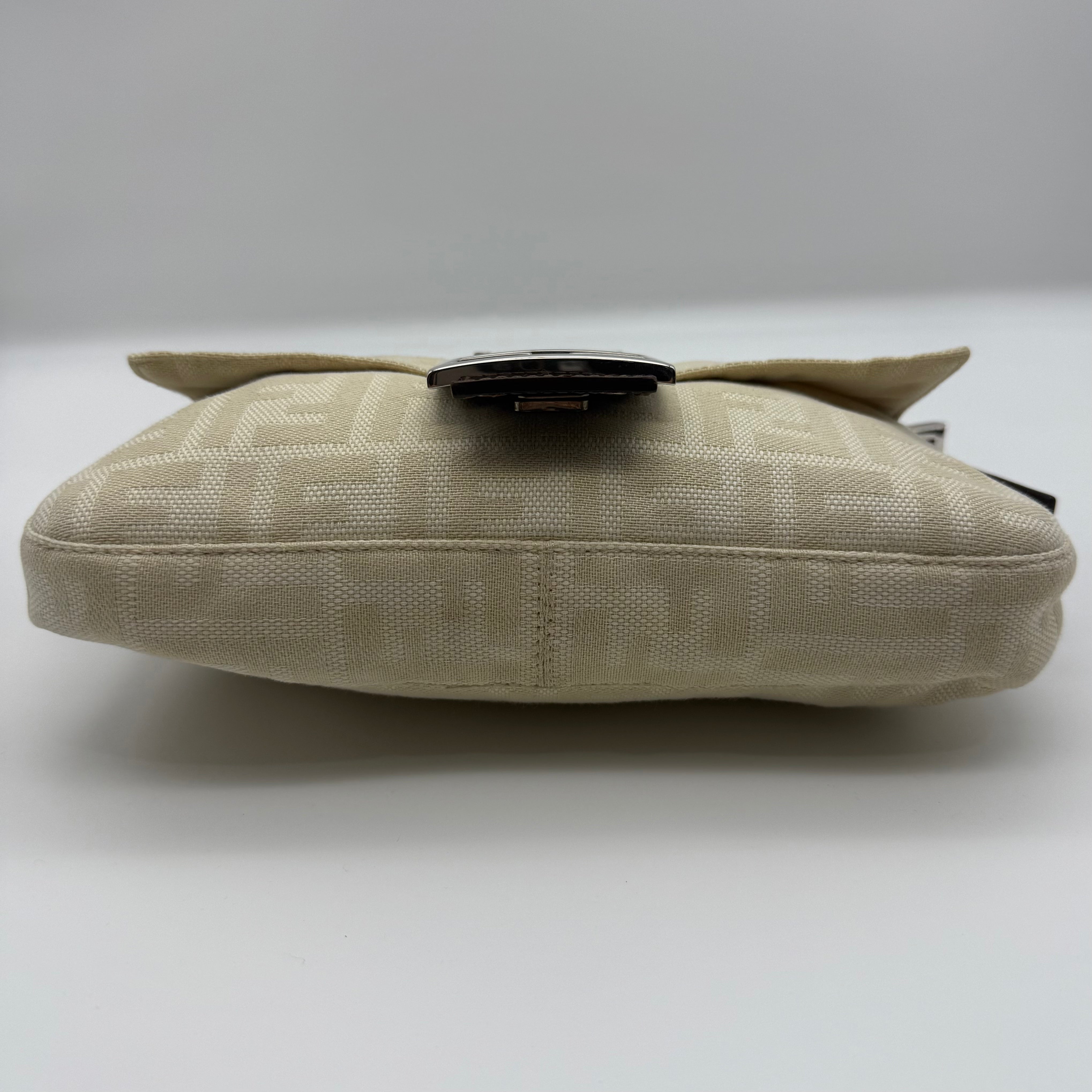 Fendi Zucca Print Baguette Bag Cream