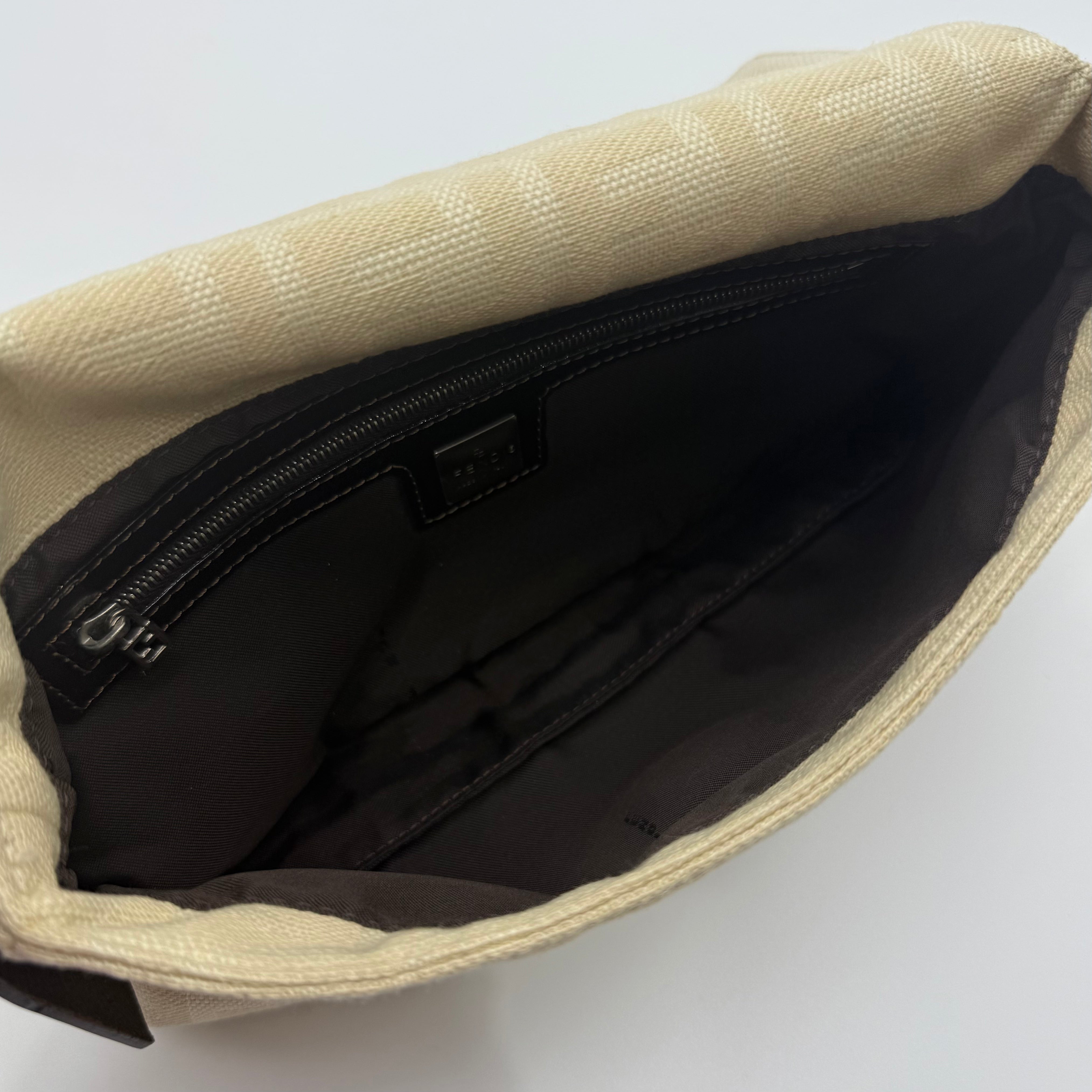 Fendi Zucca Print Baguette Bag Cream