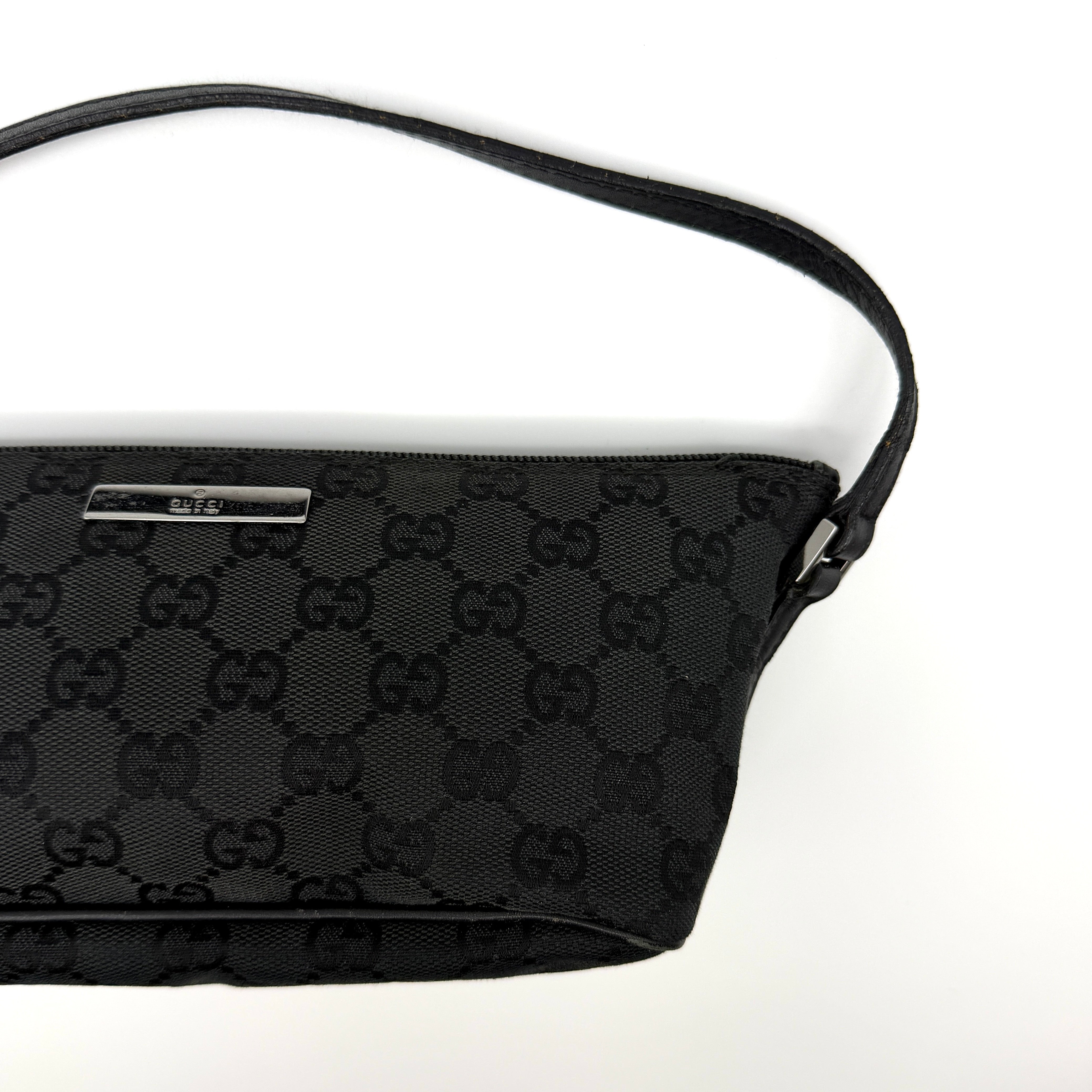 Gucci GG Monogram Pochette Boat Shoulder Bag Black