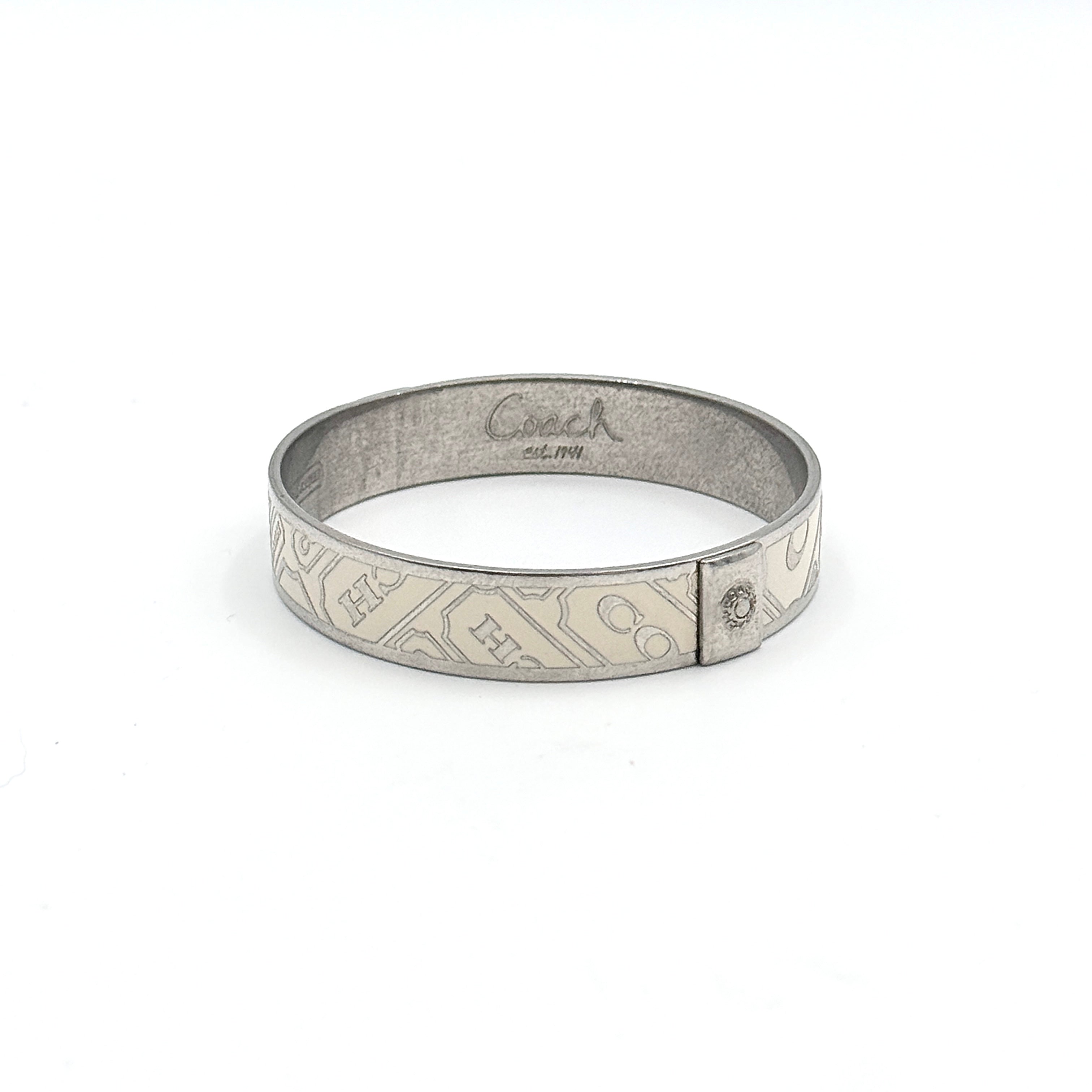Coach Signature Logo Enamel Bangle White/Ivory