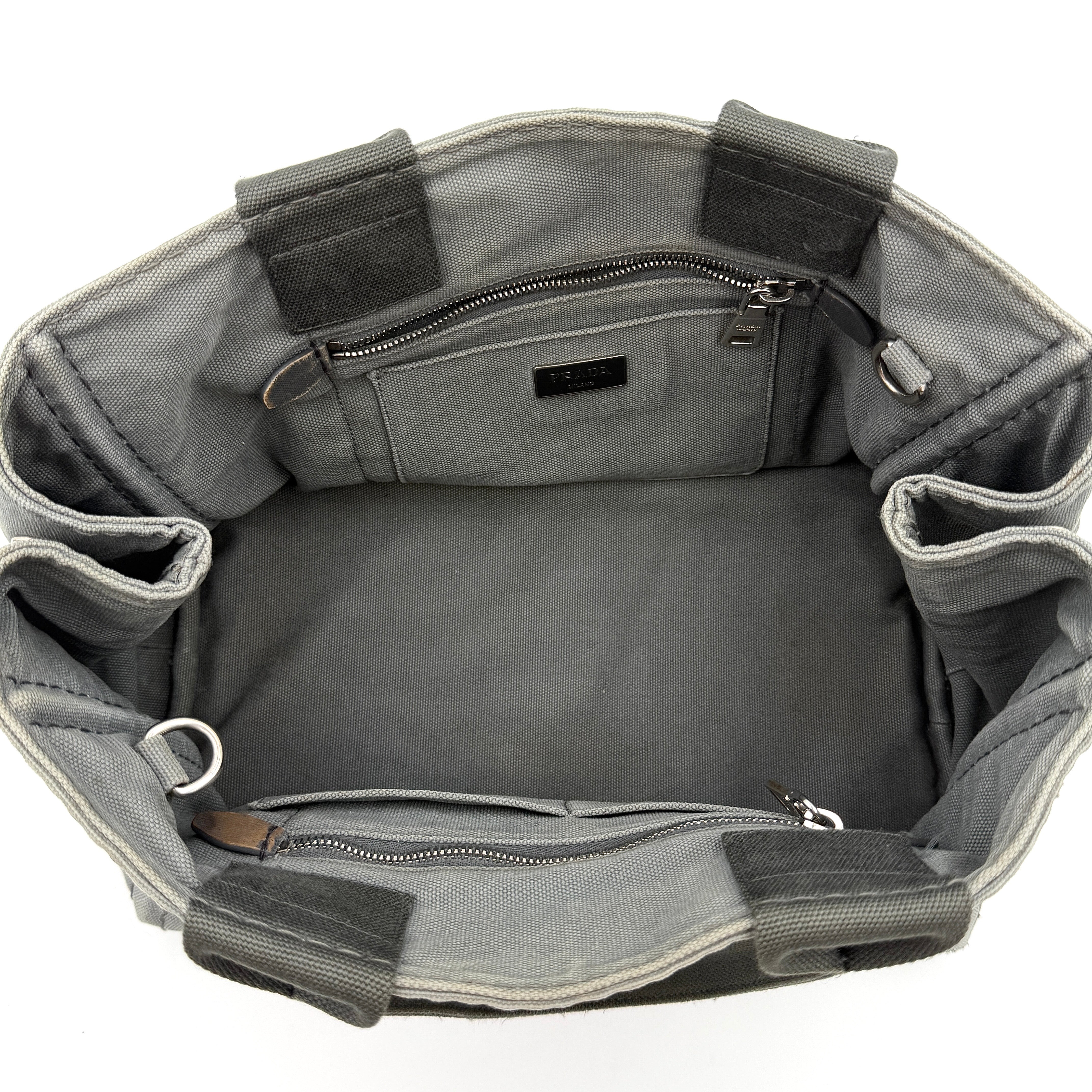 Prada 2Way Canapa Tote Bag Grey