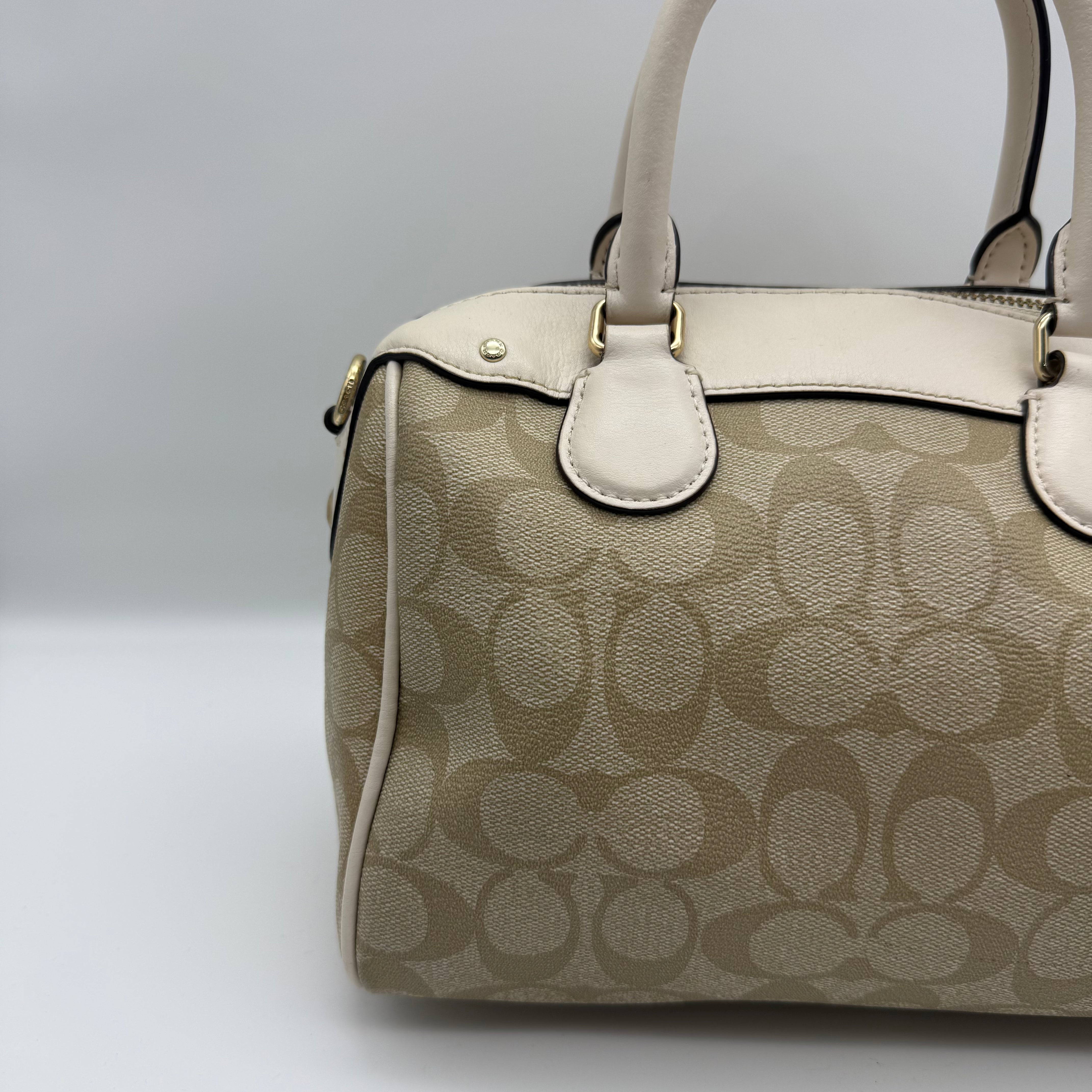 Coach 2Way Signature Mini Bennett Boston Bag Beige/White