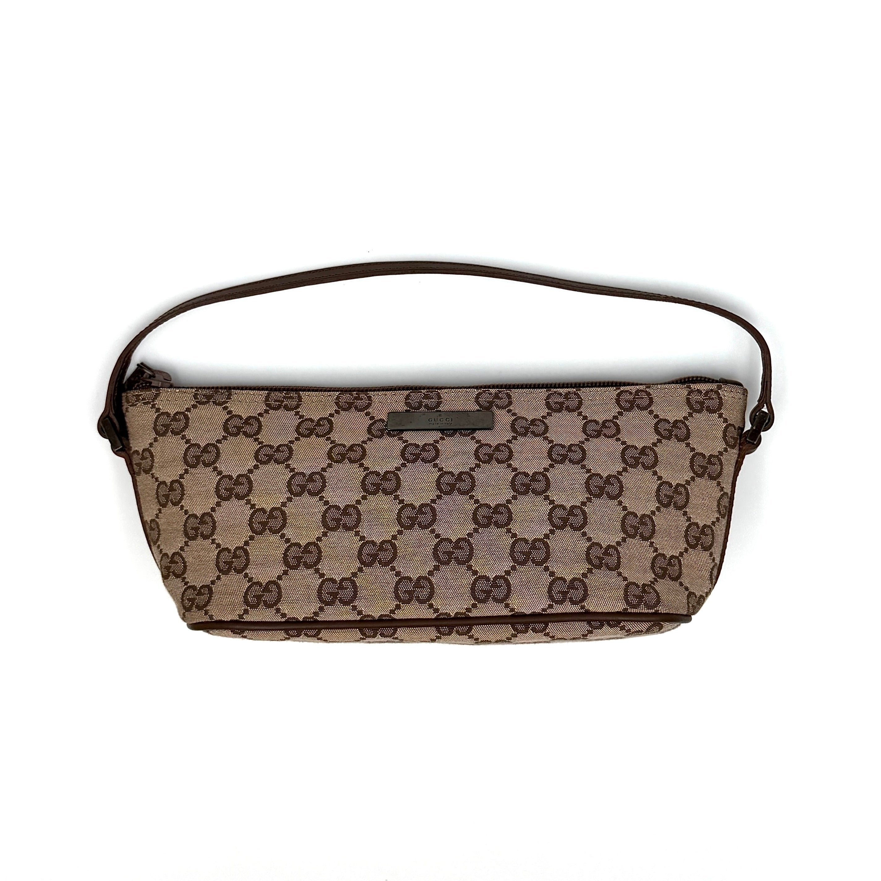 Gucci GG Monogram Pochette Boat Shoulder Bag Beige
