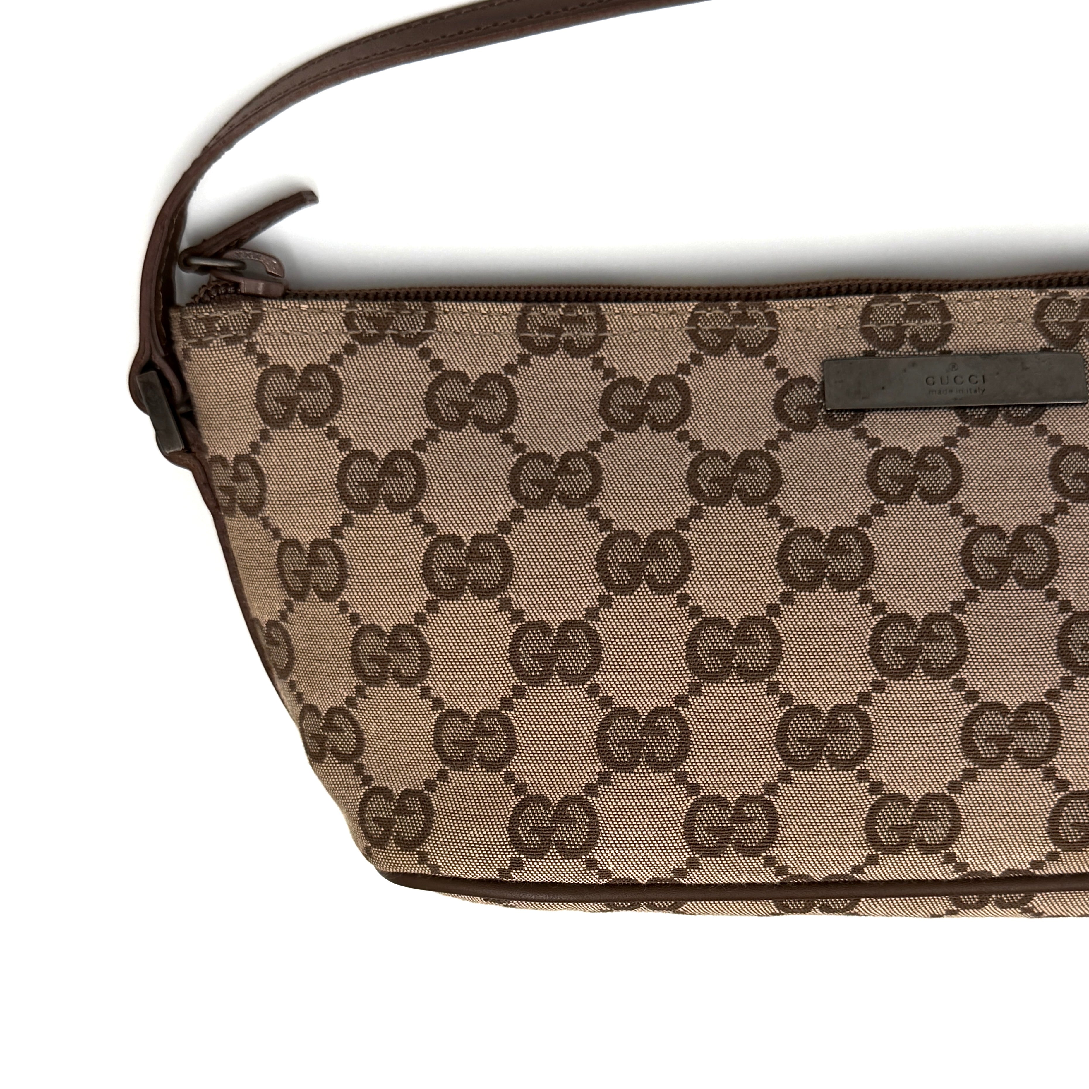 Gucci GG Monogram Pochette Boat Shoulder Bag Beige