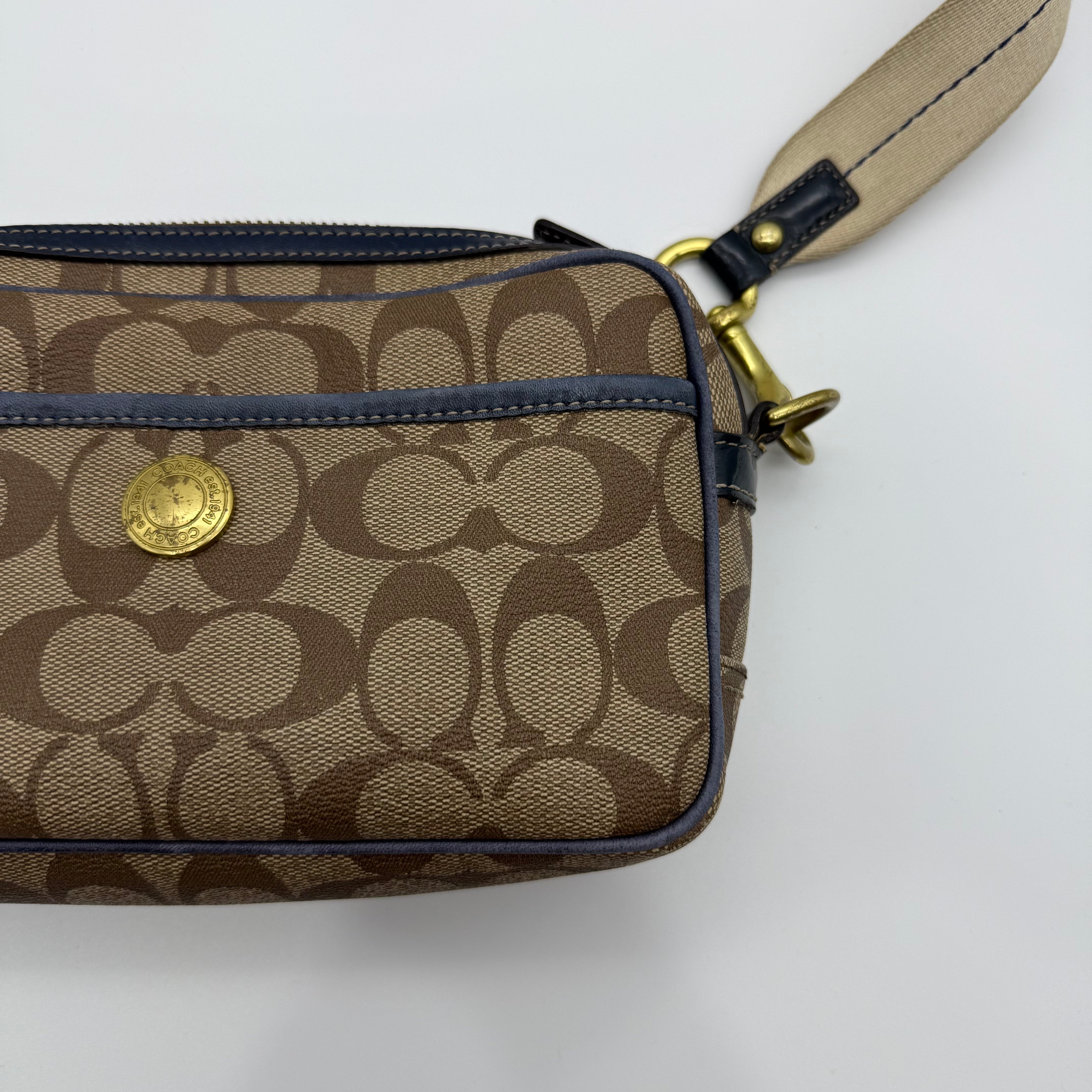 Coach Signature Stripe Jaime Crossbody Bag Beige/Blue