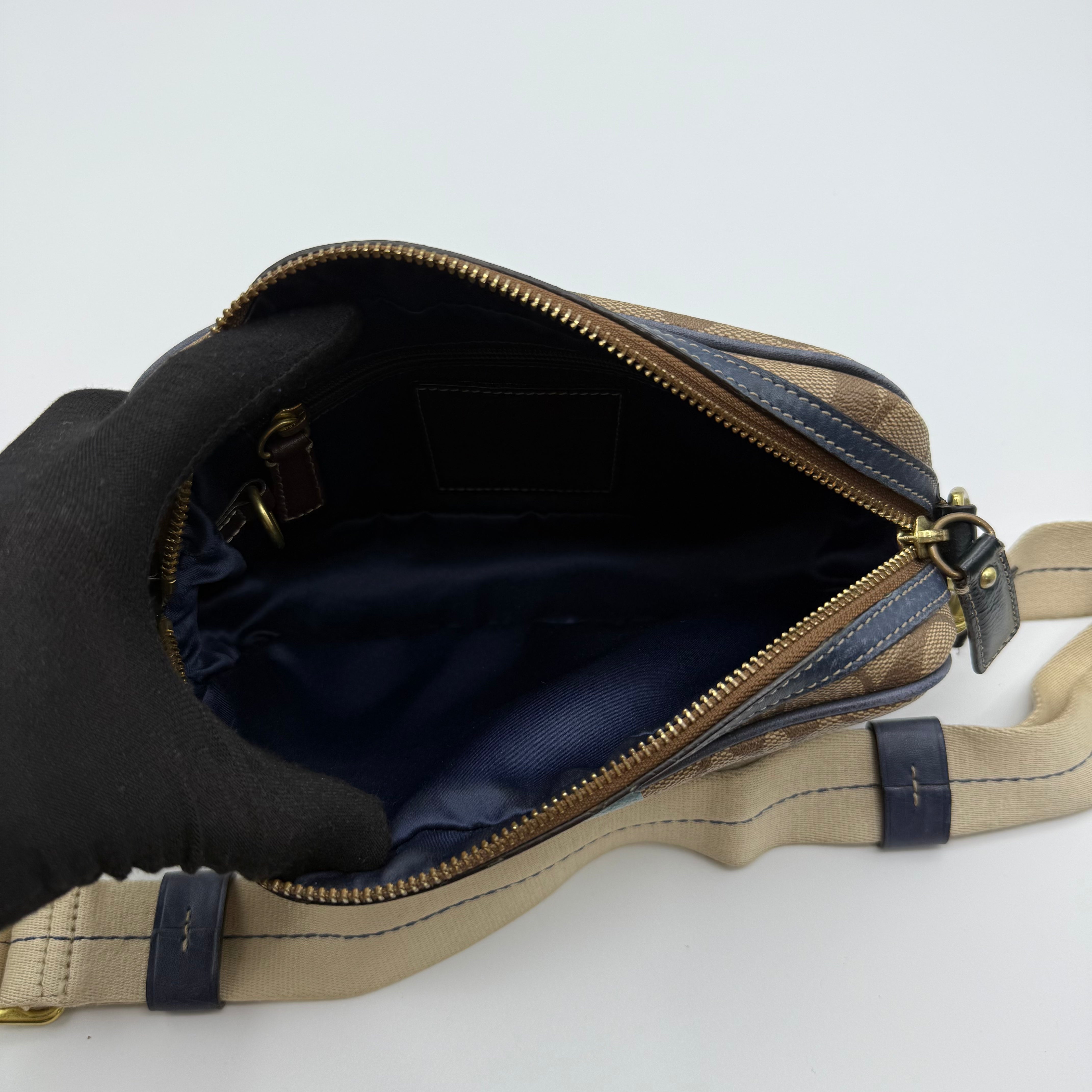 Coach Signature Stripe Jaime Crossbody Bag Beige/Blue