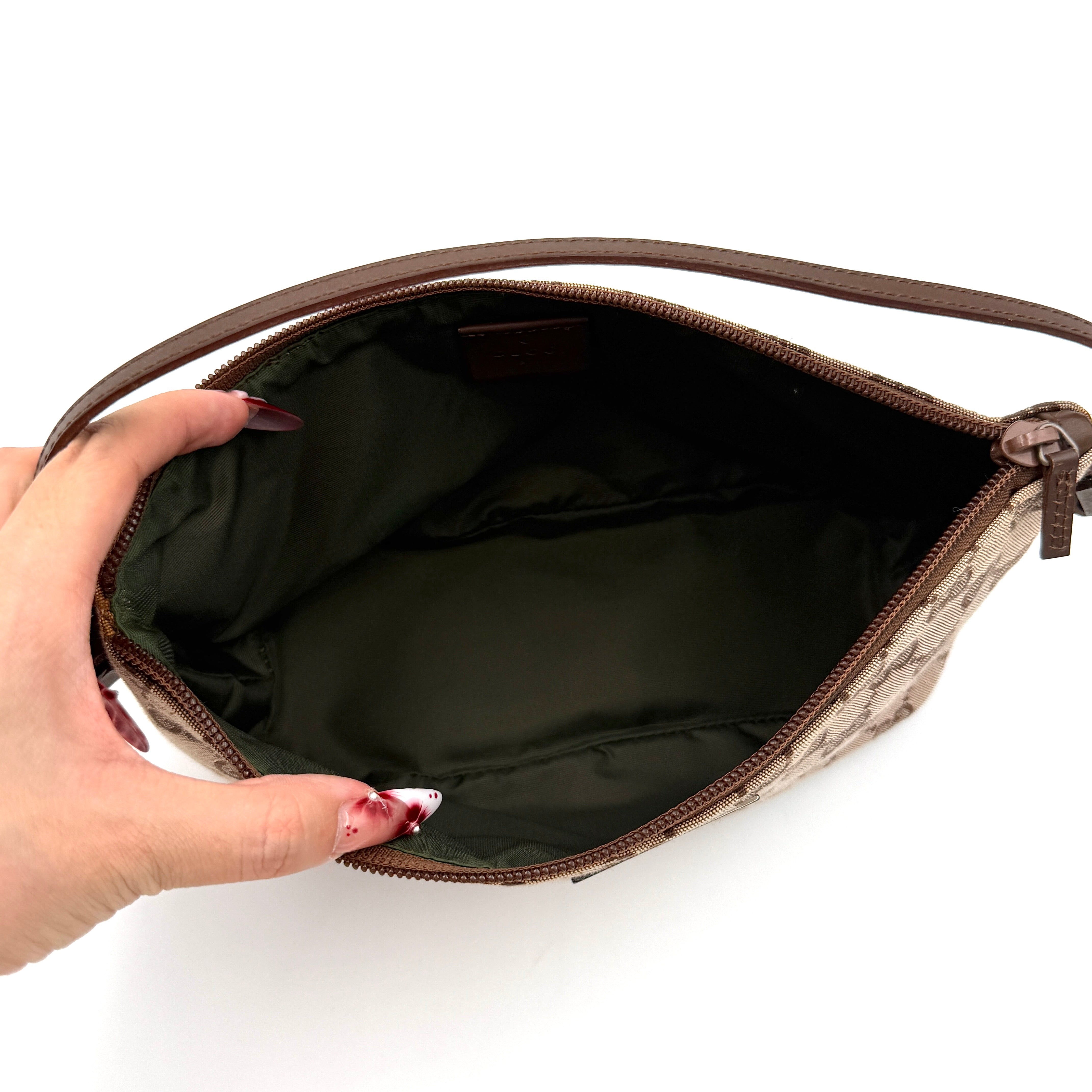 Gucci GG Monogram Pochette Boat Shoulder Bag Beige