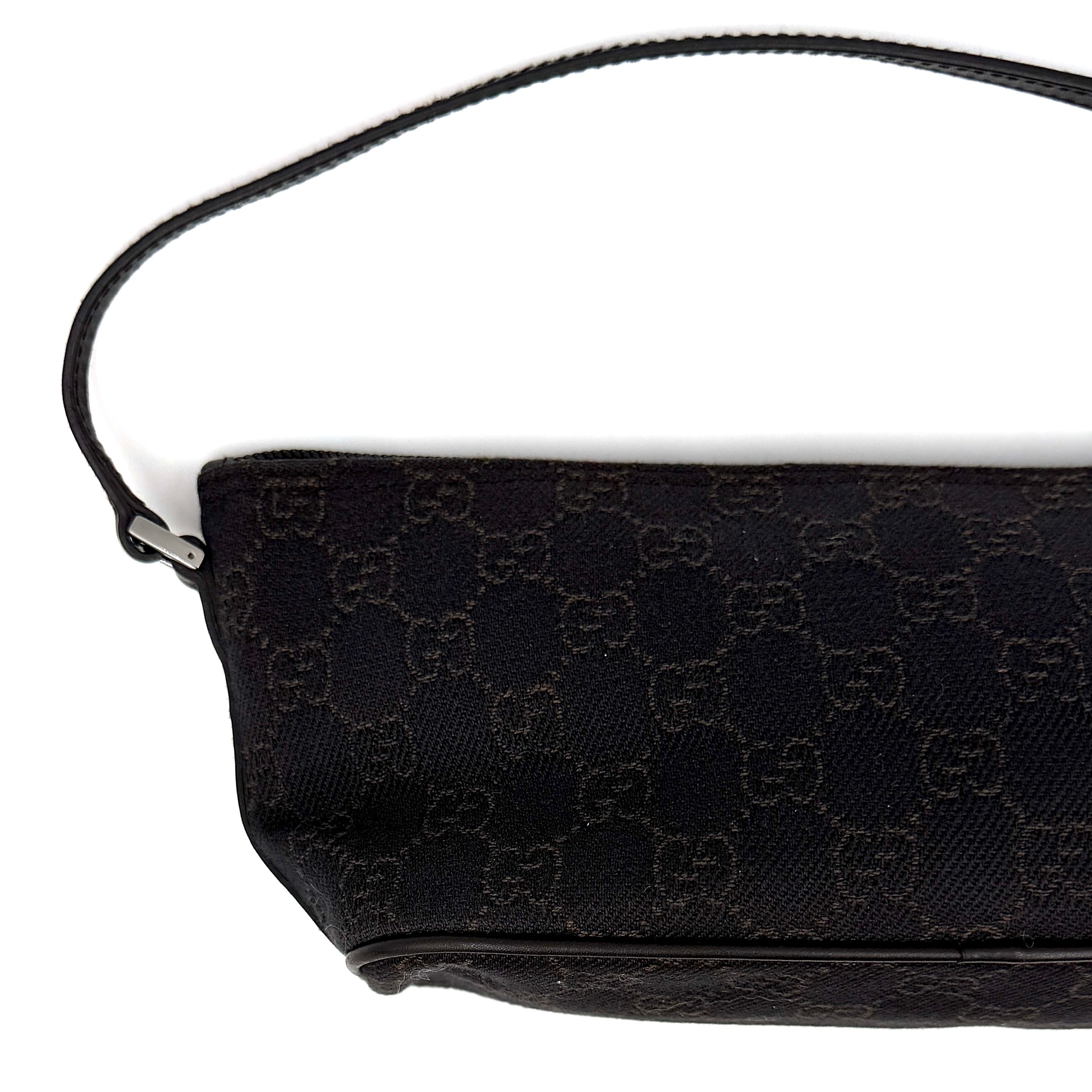 Gucci GG Monogram Pochette Boat Shoulder Bag Black